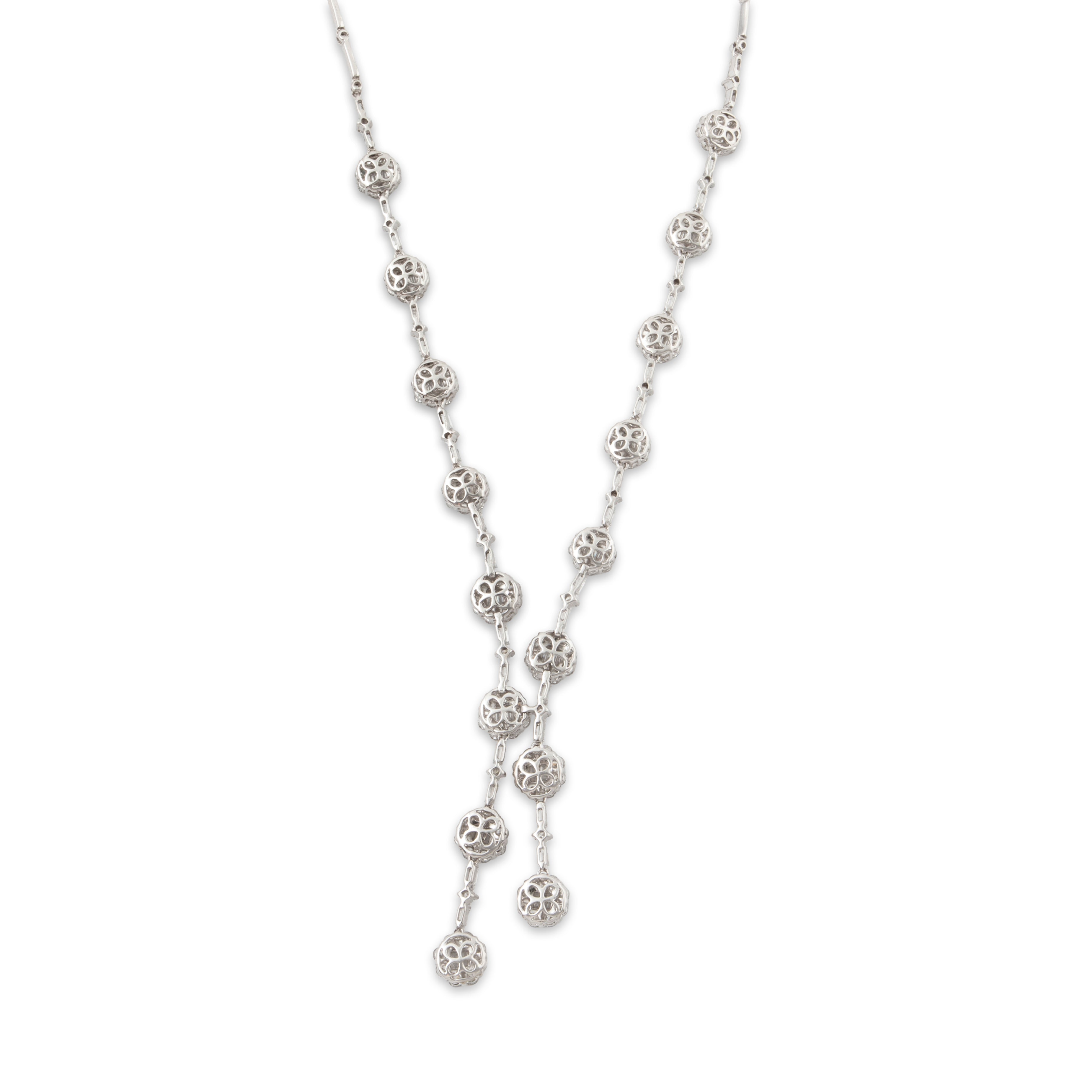 Vintage 18k White Gold 4.58cttw Diamond Dazzling Floriform Necklace 20、mySite、hinf8tx79