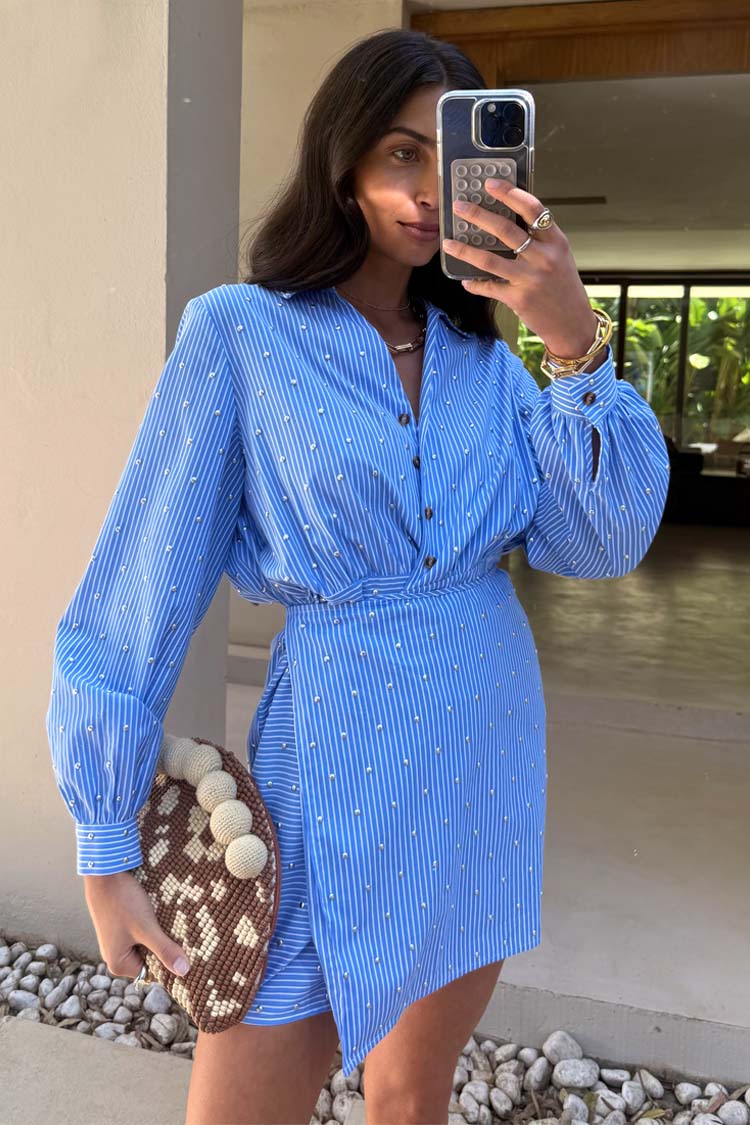 Blue Stripe Mini Miley Shirt Dress、mySite、solidvoid