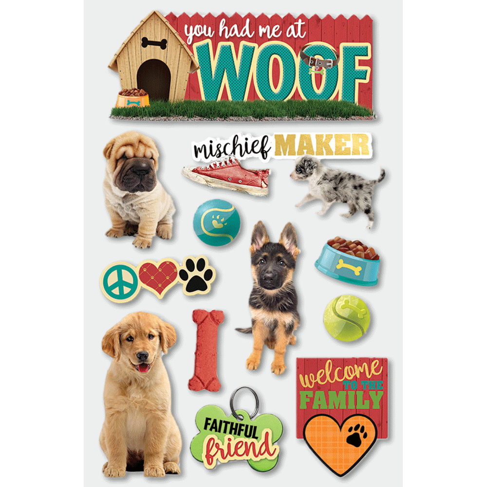  You Had Me at Woof 3-D Stickers、mySite、ghnorth