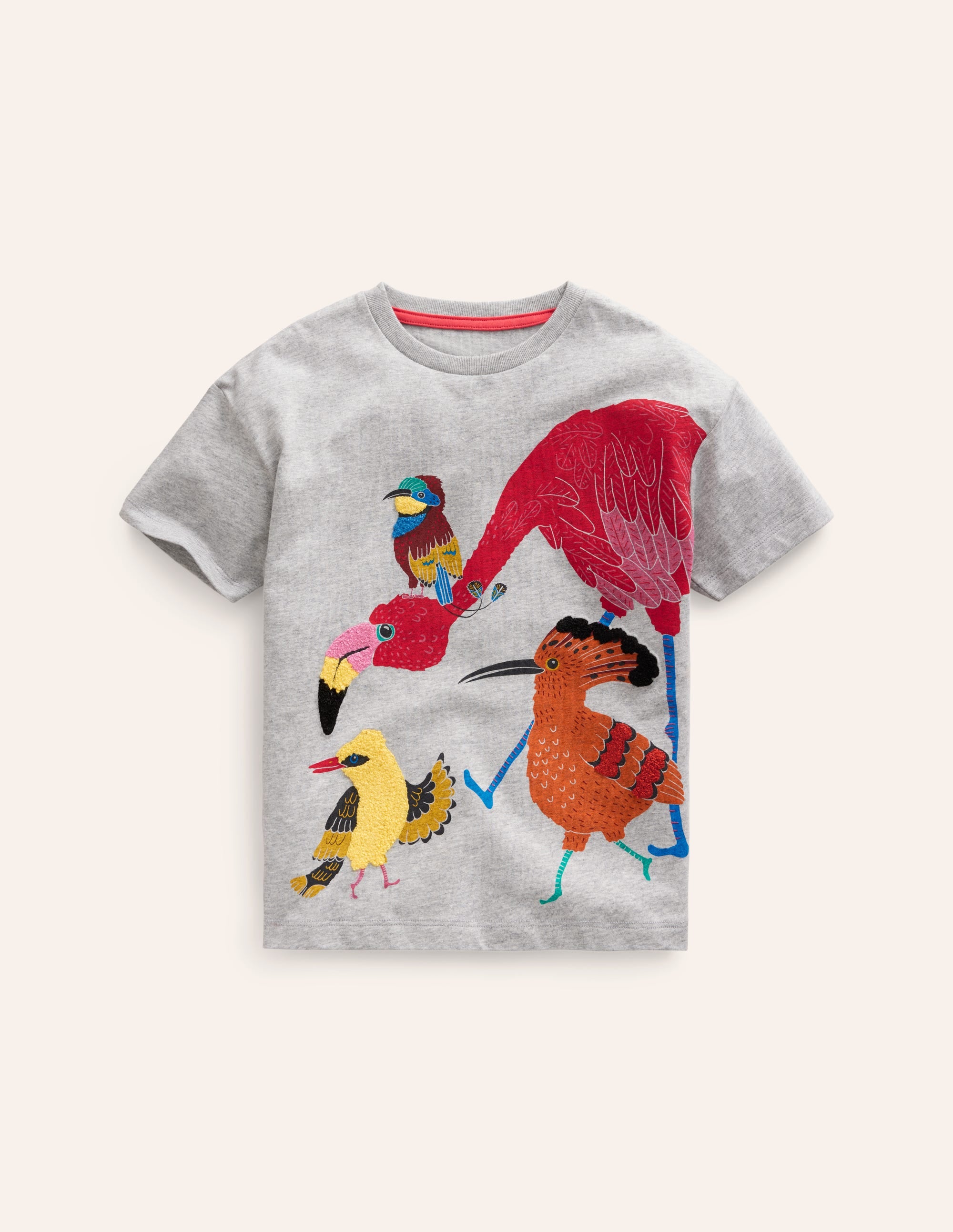  Joyful Animal T-shirt-Silver Marl Jungle Birds、mySite、ashleygrahame