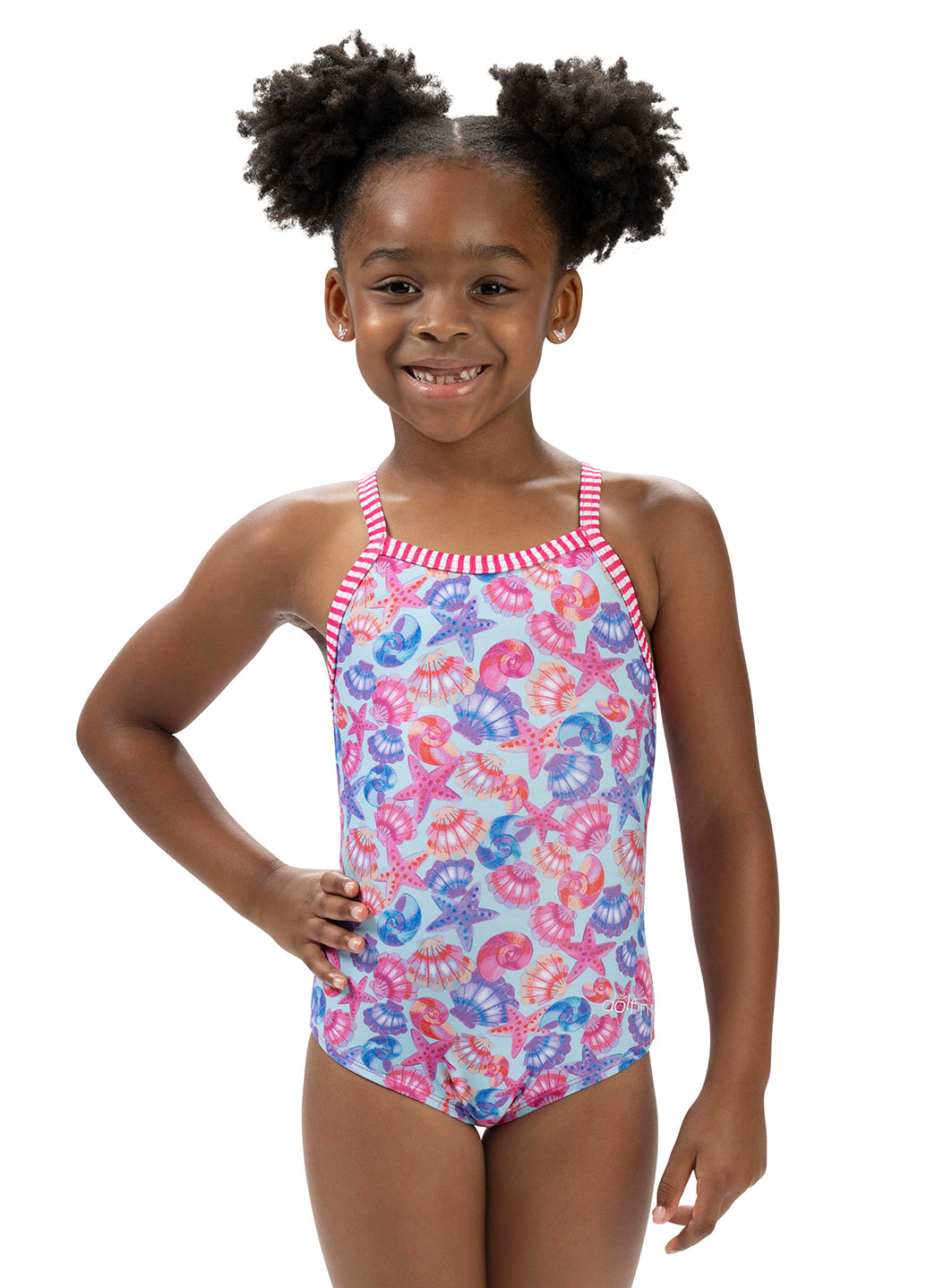 Dolfin Girls' By the Sea Print One Piece Swimsuit (Toddler, Little Kid)、mySite、noshort