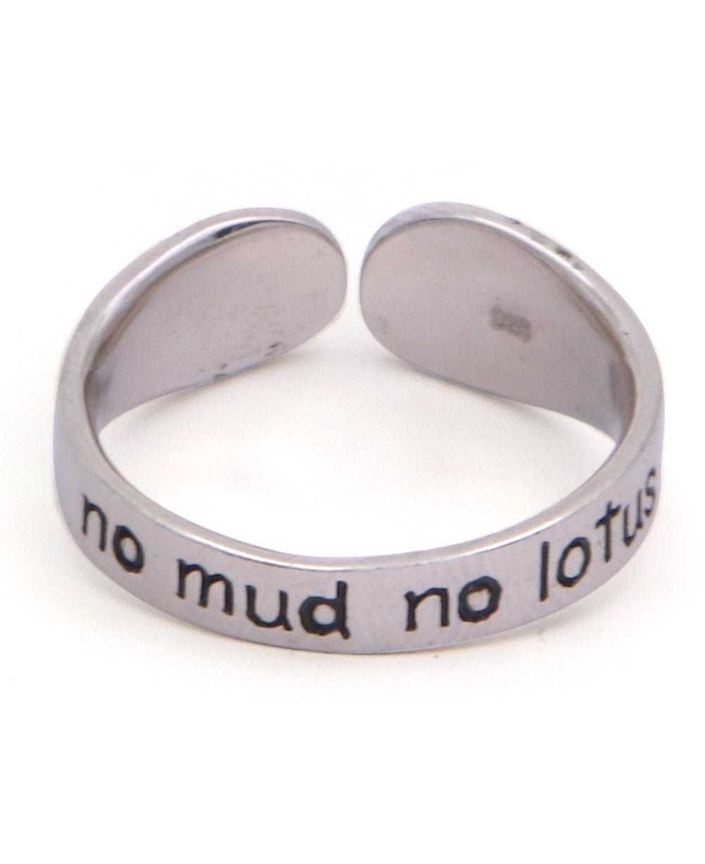 No Mud No Lotus Sterling Silver Mantra Ring、mySite、topwebapps