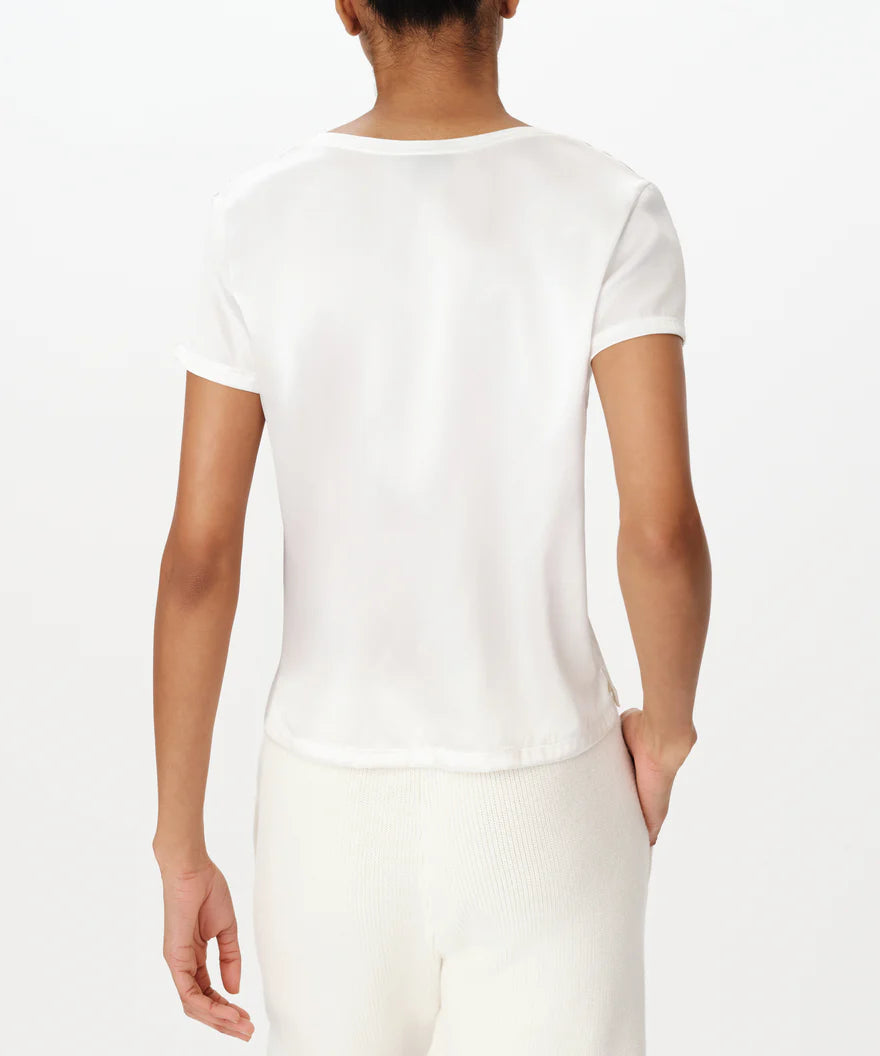 ATM Stretch Charmeuse V-Neck Tee, White、mySite、noshort