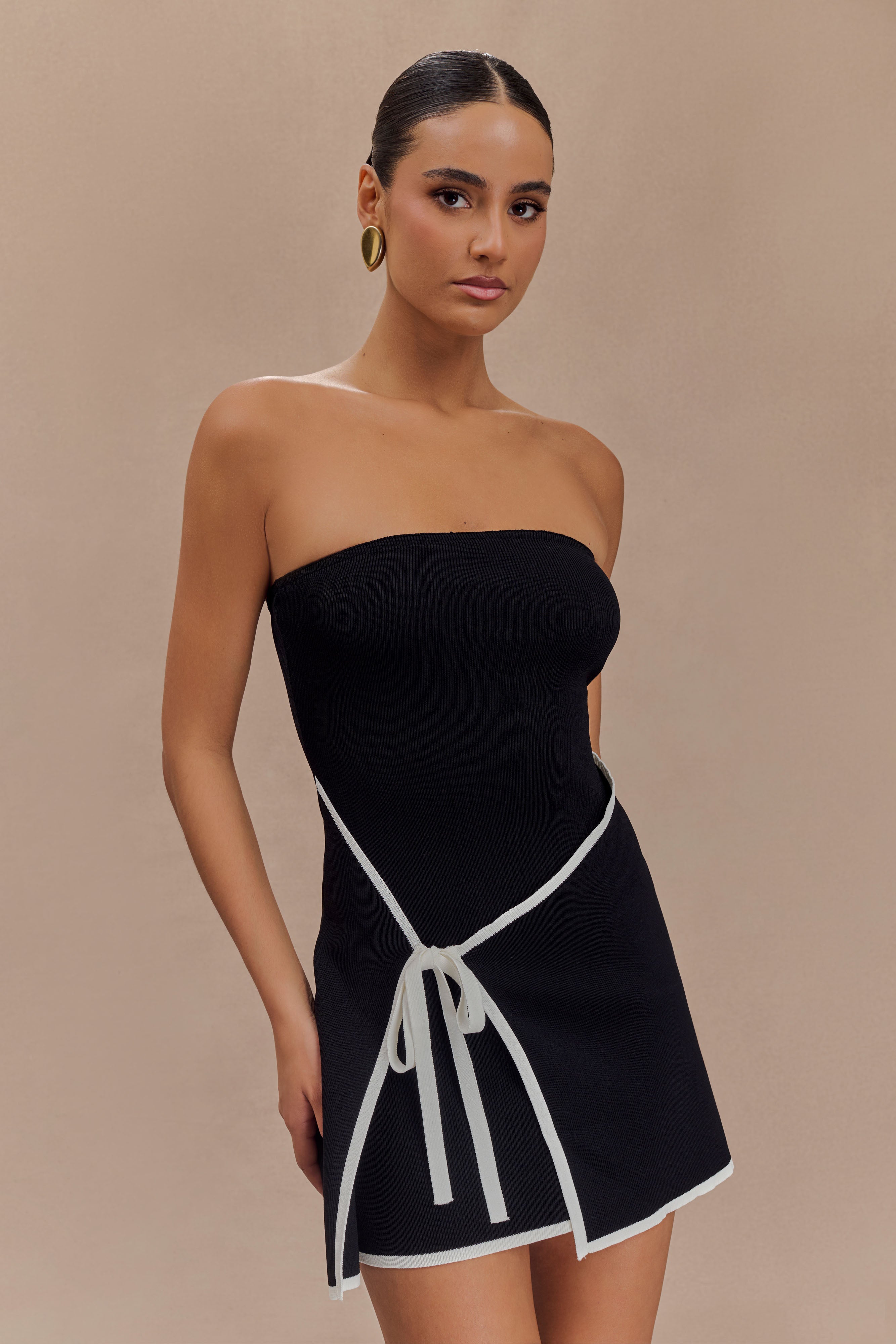 Rian Strapless Knit Mini Dress - Black、mySite、solidvoid