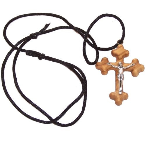  Byzantine olive wood extra-Smoothed Crucifix necklace ( 2 inches or 5 cm) - Necklace length is adjustable、mySite、elrpsem3k