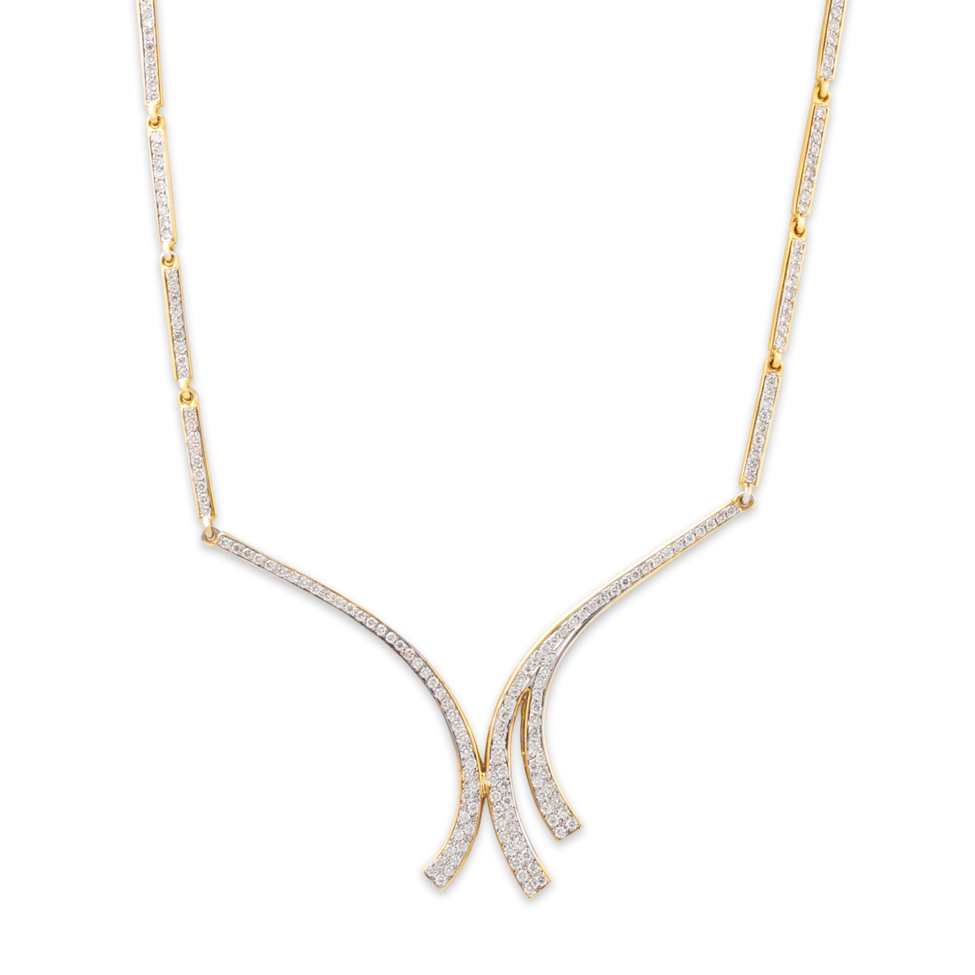 Vintage 18k Yellow Gold 2.50cttw Diamond Avant Garde Statement Necklace 18、mySite、hinf8tx79