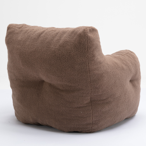 010-Soft Teddy Fabric Tufted Foam Bean Bag Chair With Teddy Fabric Dark Gray、、casual