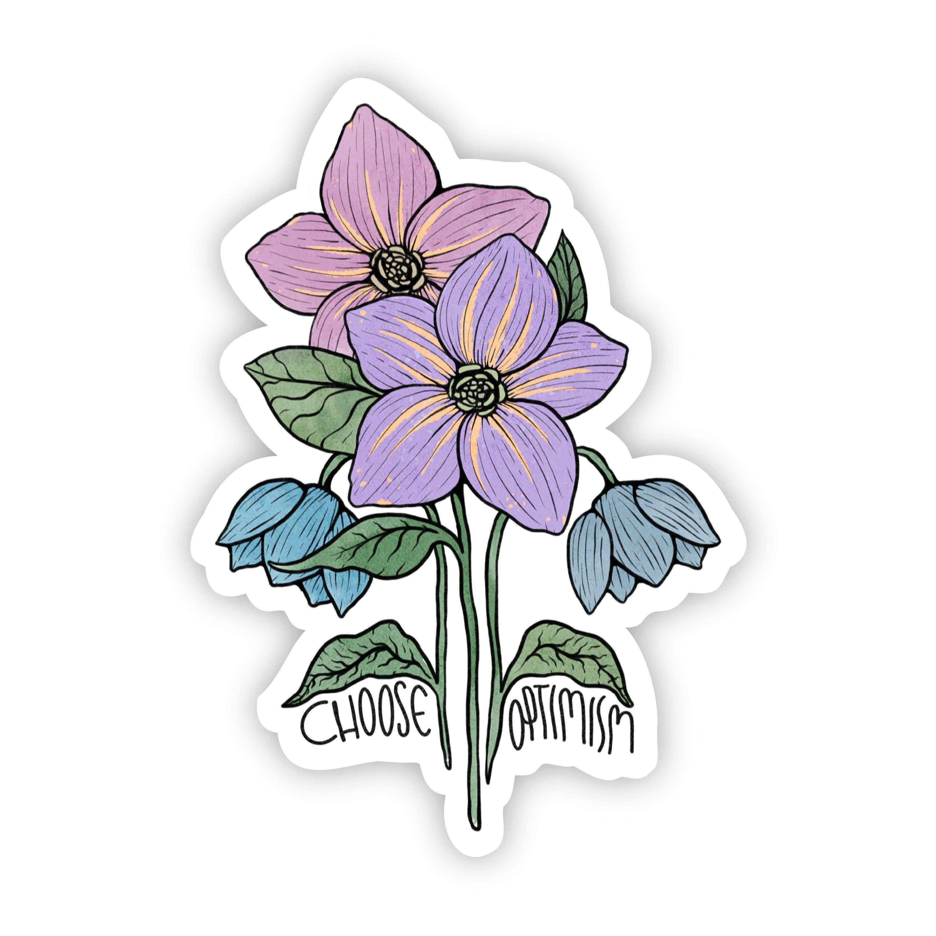  Choose Optimism Purple Floral Sticker、mySite、elrpsem3k