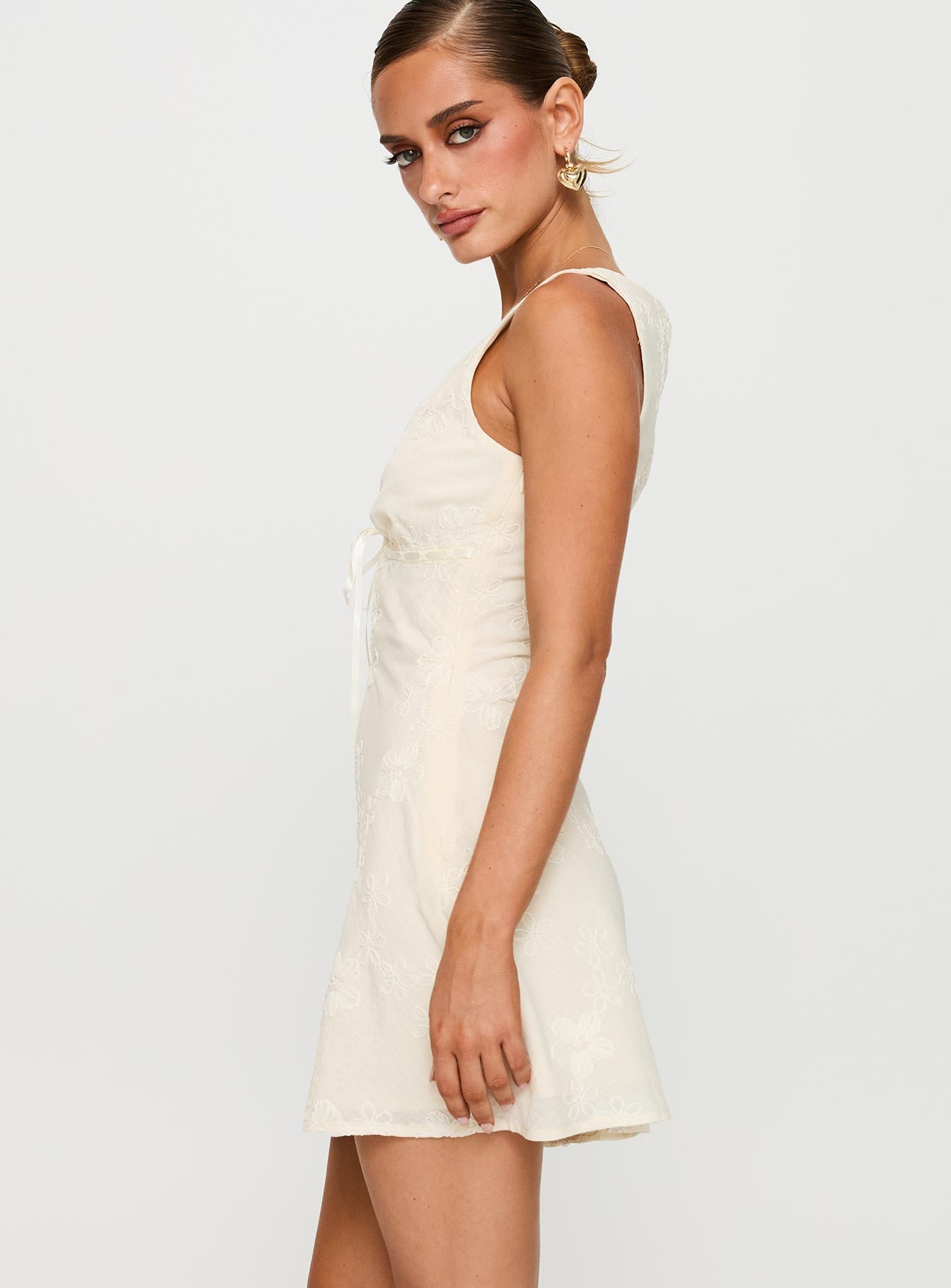 Faithfully Embroidered Mini Dress Beige、mySite、solidvoid