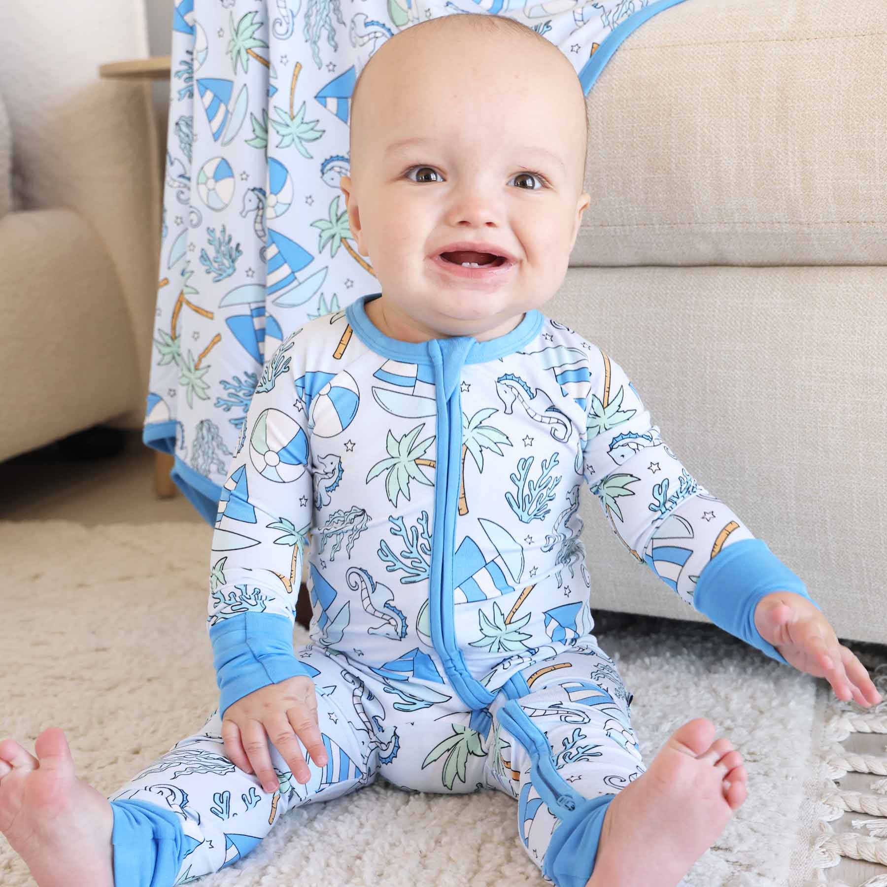  Tiny Tides Convertible Zip Romper | Blue、mySite、layawaytickets