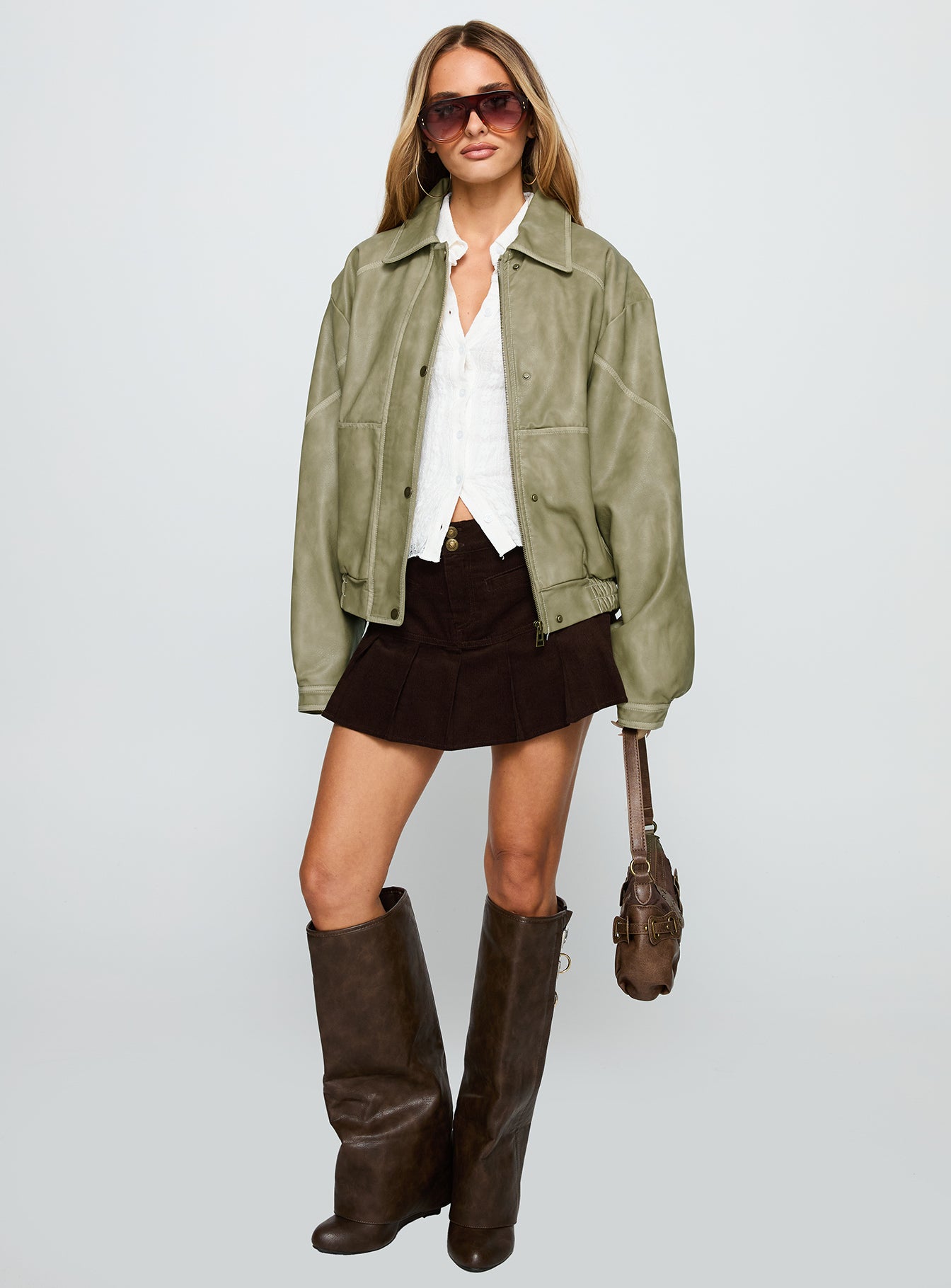 Jaxton Faux Leather Jacket Taupe、mySite、solidvoid