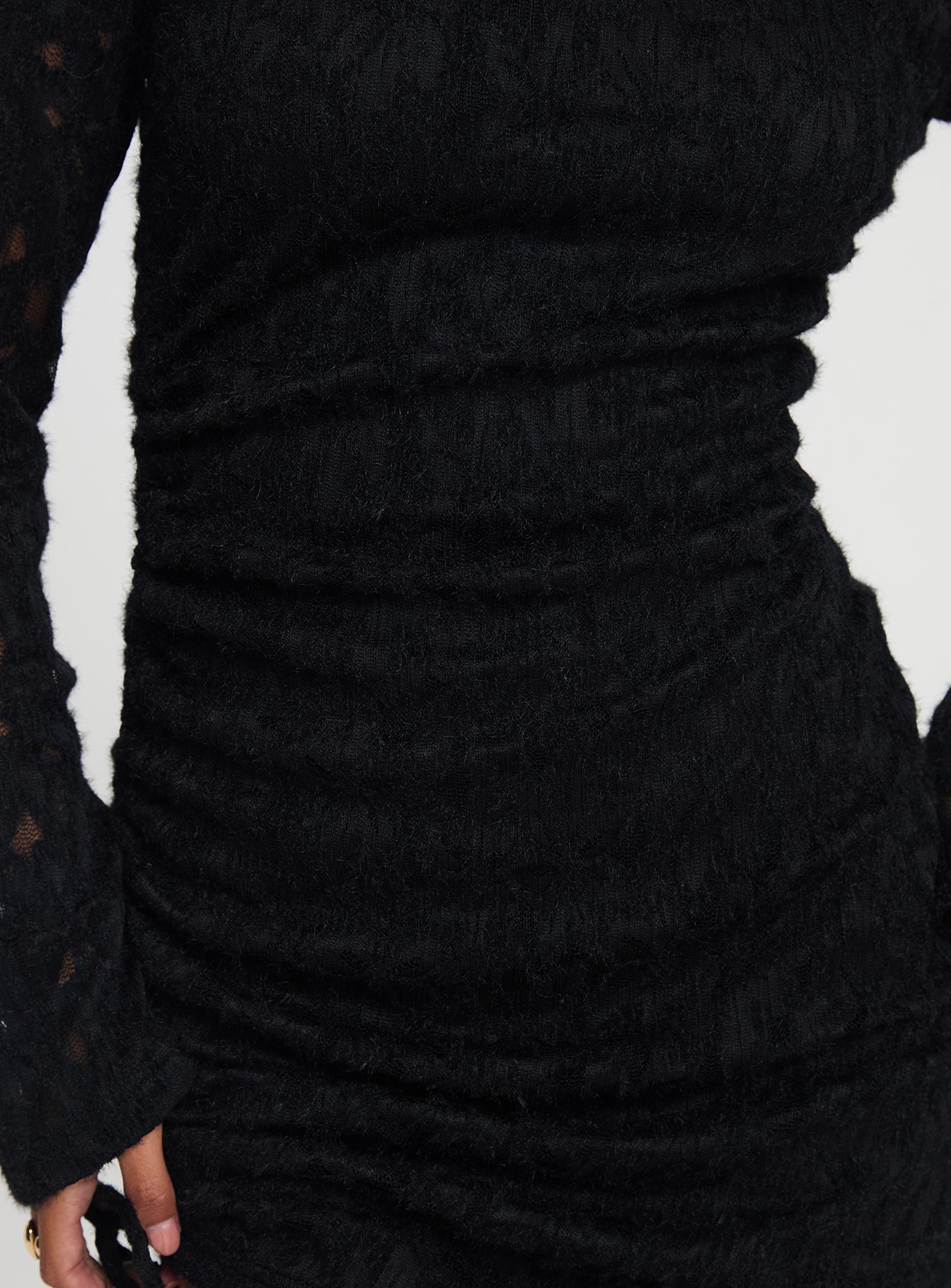 Que Sera Long Sleeve Mini Dress Black、mySite、solidvoid