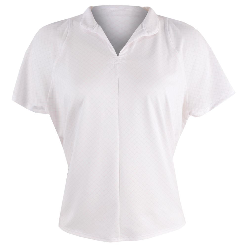 Lucky In Love Women's Deco Grid Tie Back Short Sleeve - White/Pink