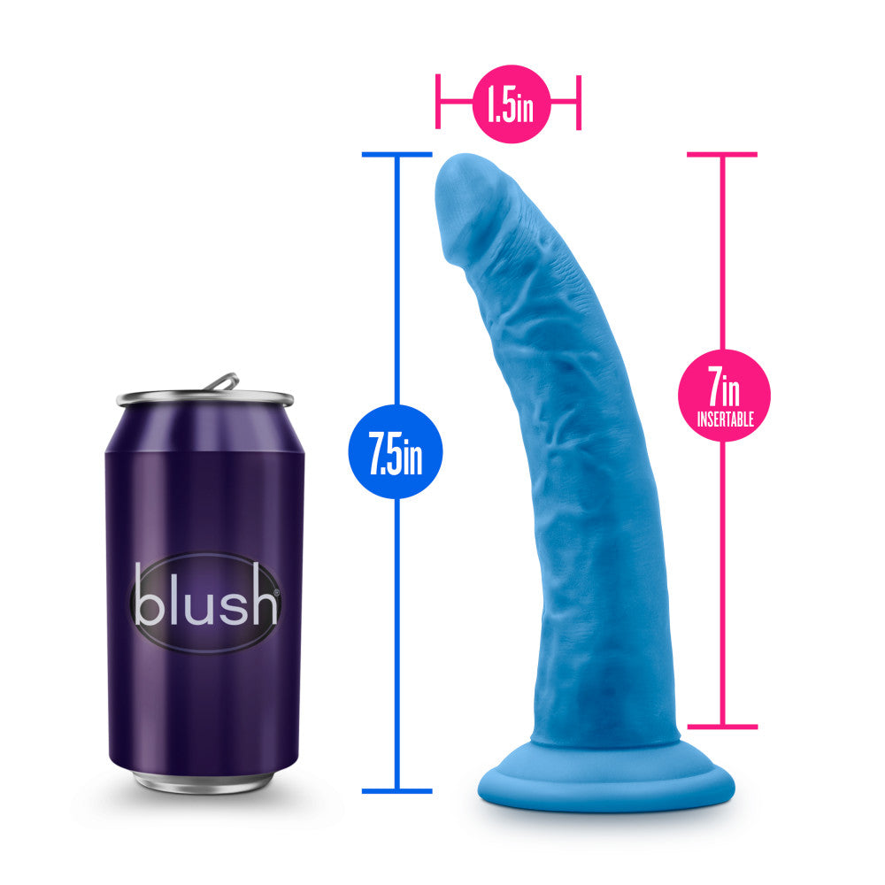 Neo Elite By Blush® | Neon Blue: 7.5-Inch Long Dildo - Made with Purio™ Silicone & SensaFeel® Dual Density Realistic Technology、mySite、bottomscart