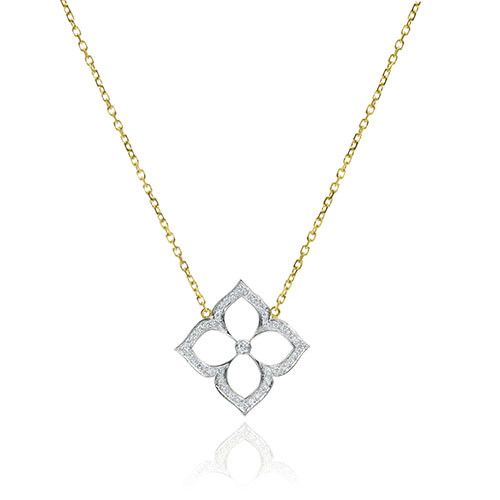 Gumuchian G. Boutique 18k Two Tone Gold Diamond Lotus Necklace、mySite、hinf8tx79