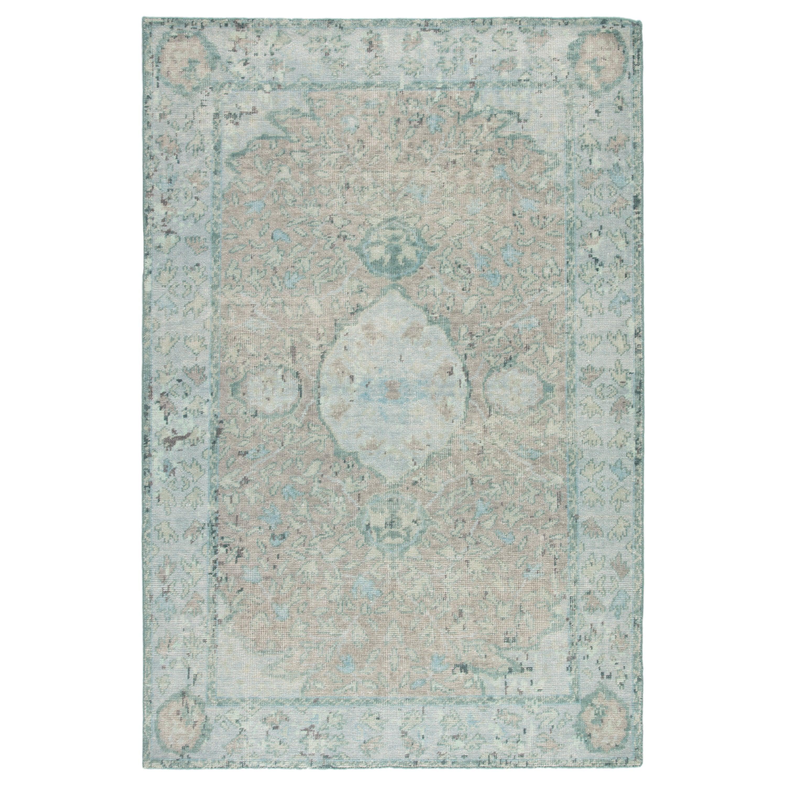 Alessia Hand-Knotted Bordered Aqua Beige Area Rug、mySite、gigharbornorthrealestate