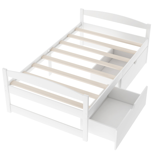 Twin size platform bed, with two drawers, espresso、、casual