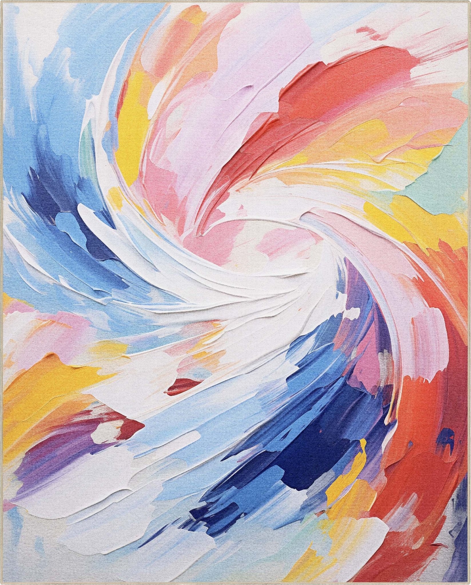 Apollo Strokes Colorful Waves Abstract Vibrant Stain-Resistant Rug - Easy to Clean、mySite、gigharbornorthrealestate