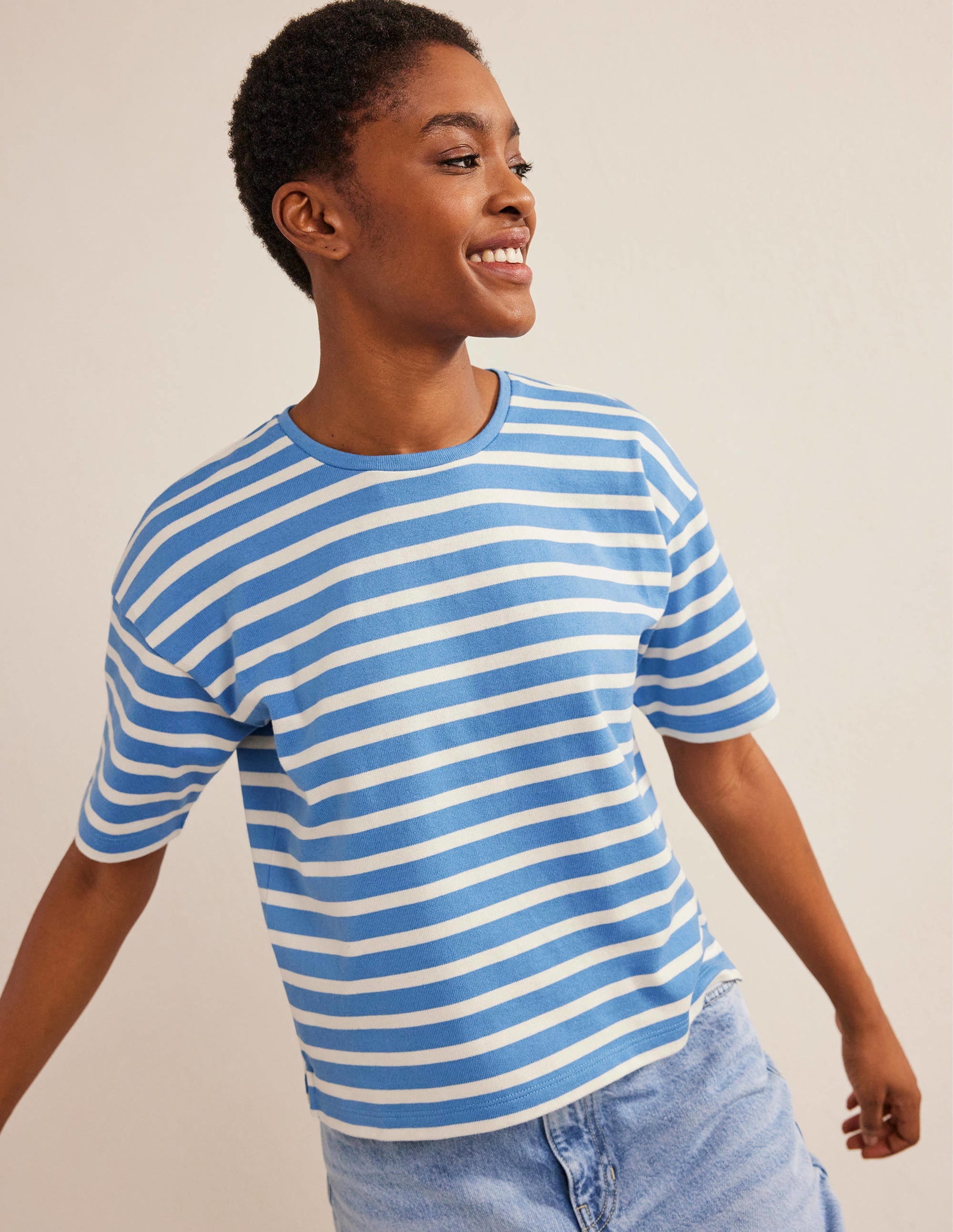  Heavyweight Breton T-Shirt-Porcelain Blue/Ivory Stripe、mySite、ashleygrahame