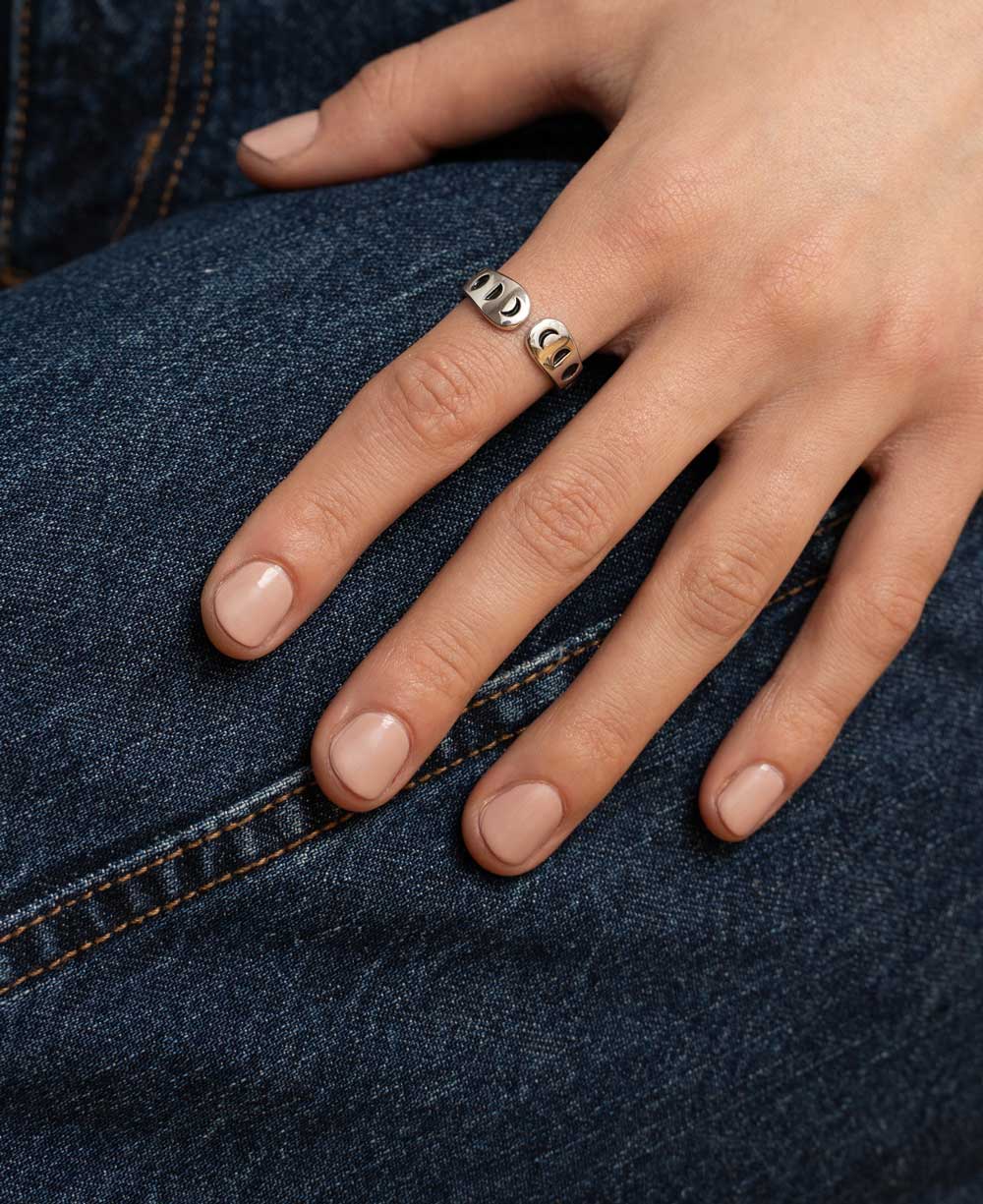 Be The Change Moon Phase Adjustable Inspirational Sterling Silver Ring、mySite、topwebapps