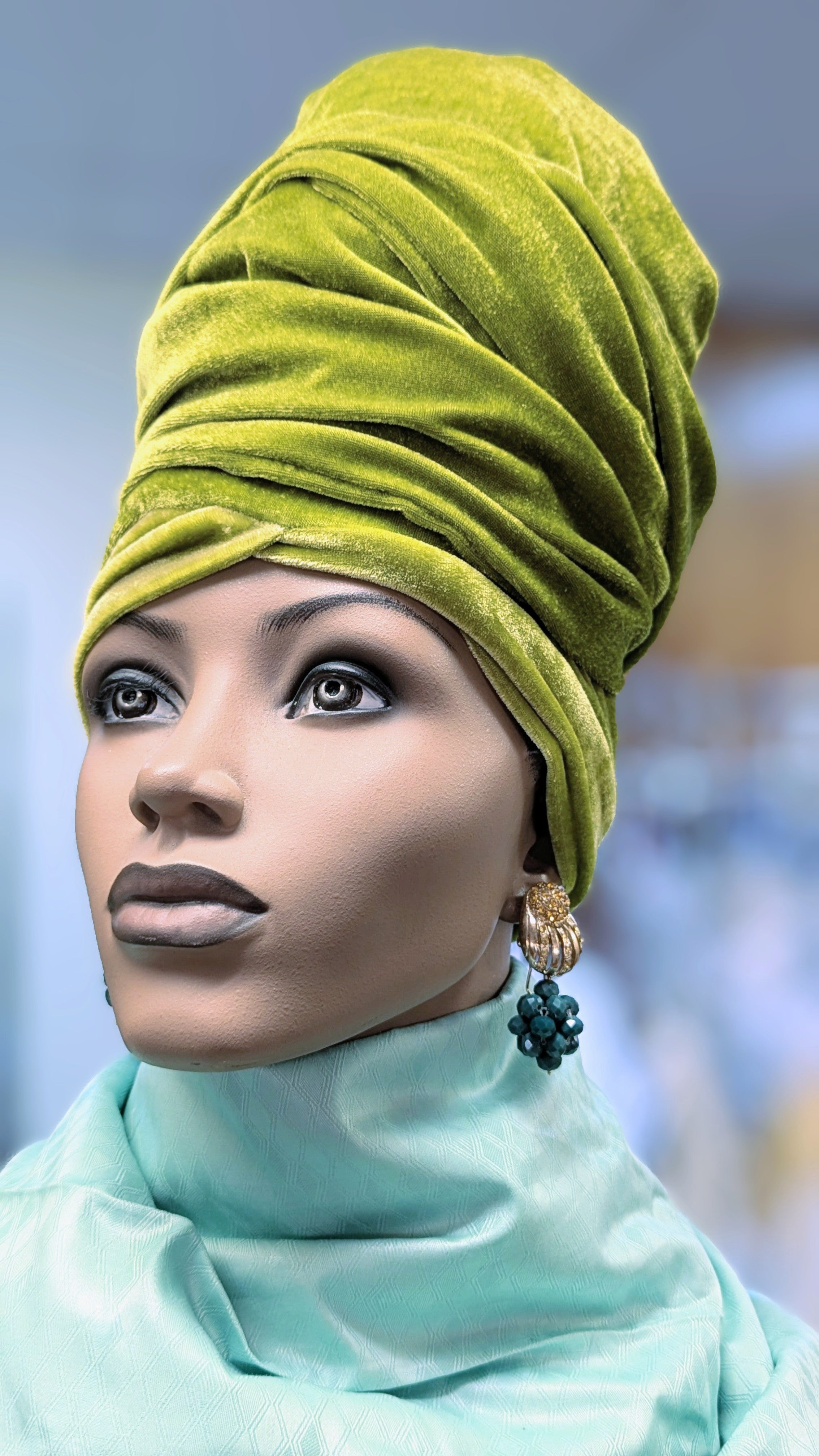 Dupsie's Radiant Chinara Olive Green Velour Sock hat head wrap DPVHSHG3、mySite、solidvoid