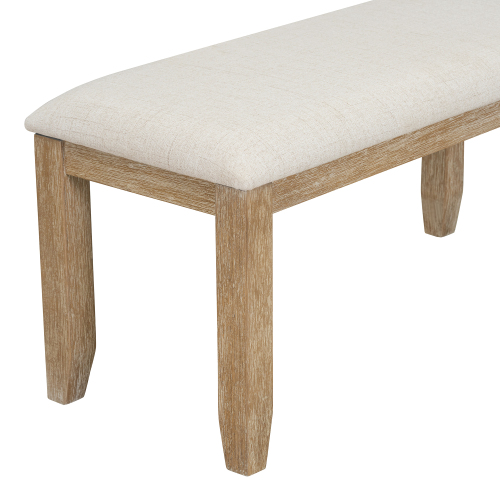 TREXM Dining Room Table and Chairs with Bench, Rustic Wood Dining Set, Set of 6 (Gray)、、casual