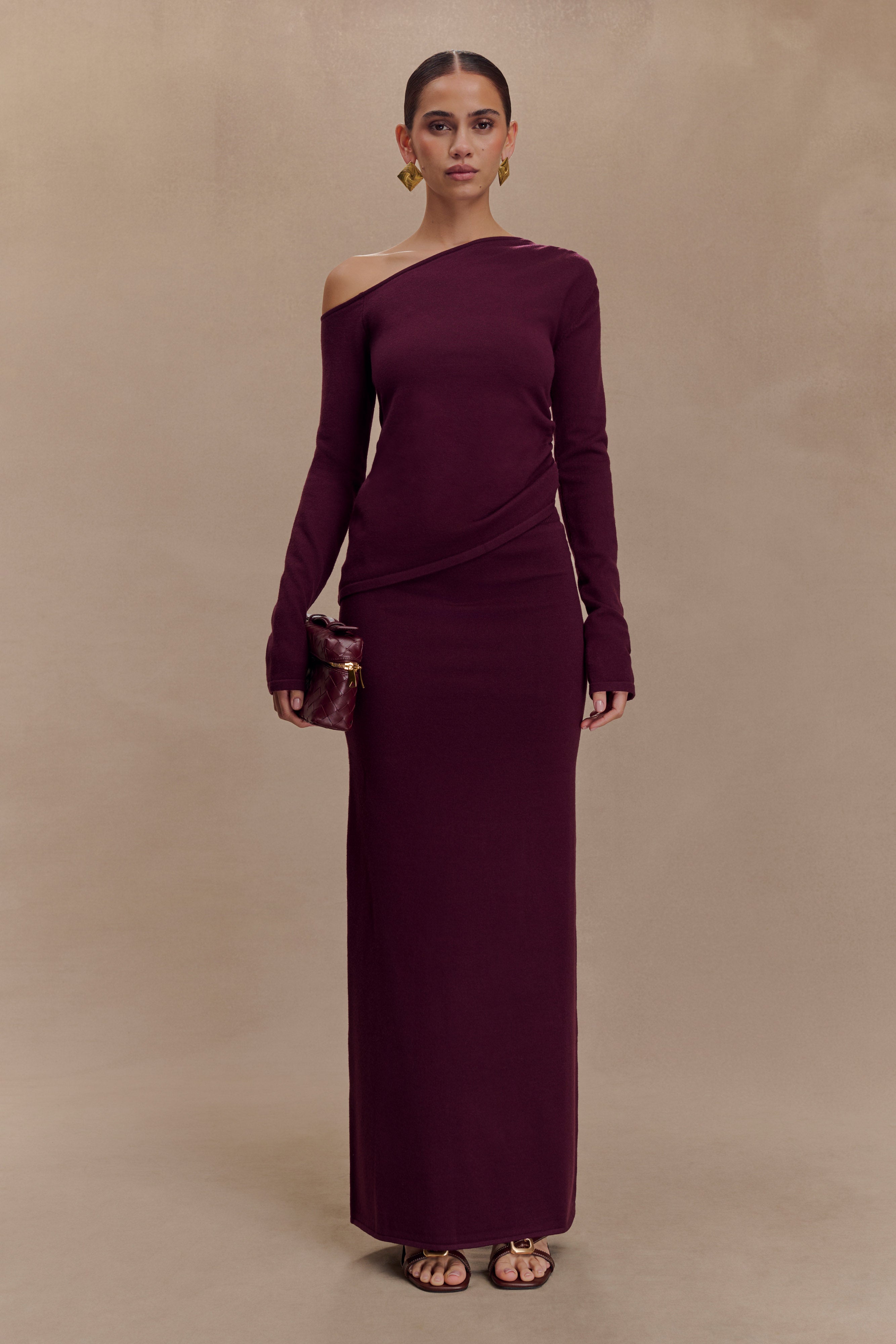 Miles Knit Maxi Skirt - Plum、mySite、solidvoid