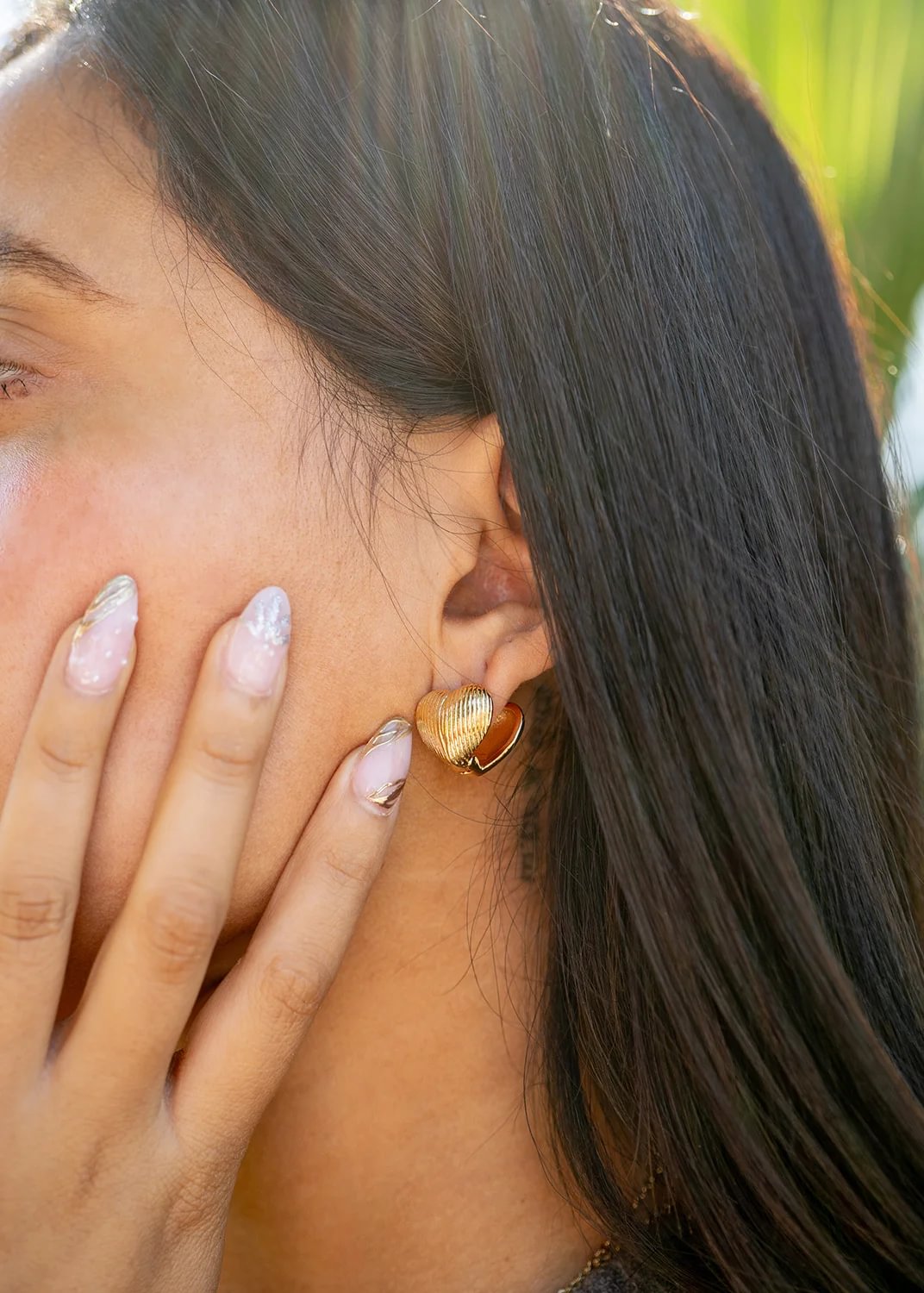 18K Gold PVD Stainless Steel Heart Huggie Earrings / ERJ0065、mySite、dreamappss