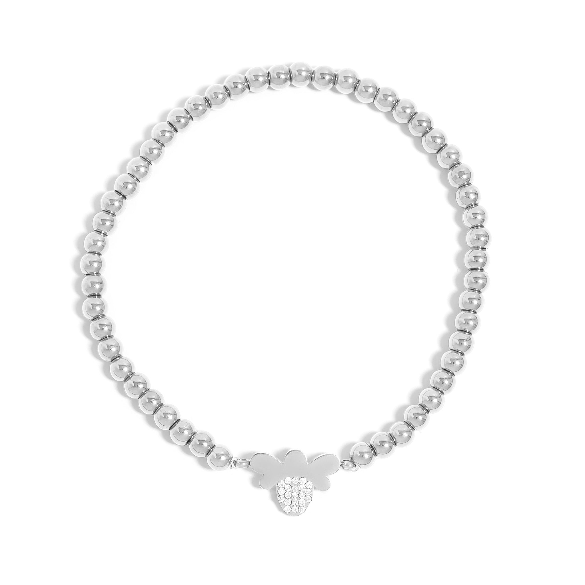 18K Gold PVD Stainless Steel Stone Bee Metal Beaded Stretch Bracelet / BRJ1022、mySite、dreamappss