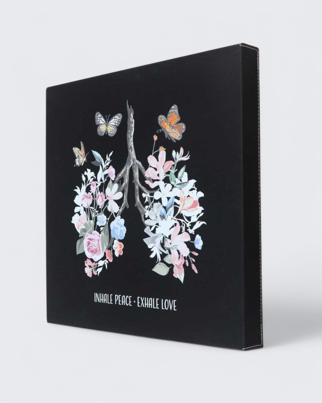 Inhale Peace Exhale Love Inspirational Art Floral Lungs Wall Hanging、mySite、topwebapps