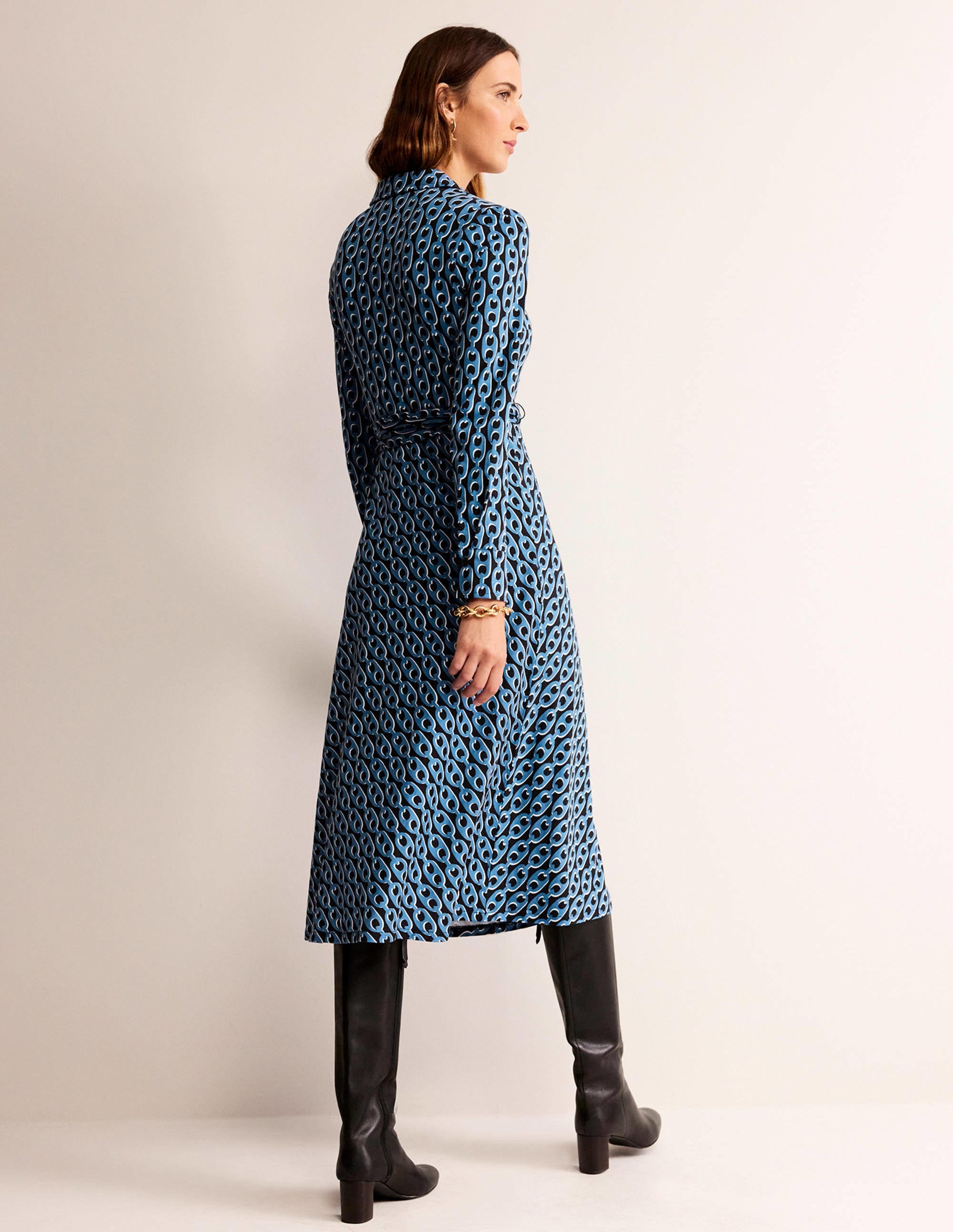  Laura Jersey Midi Shirt Dress-Azure, Geo Chain、mySite、ashleygrahame