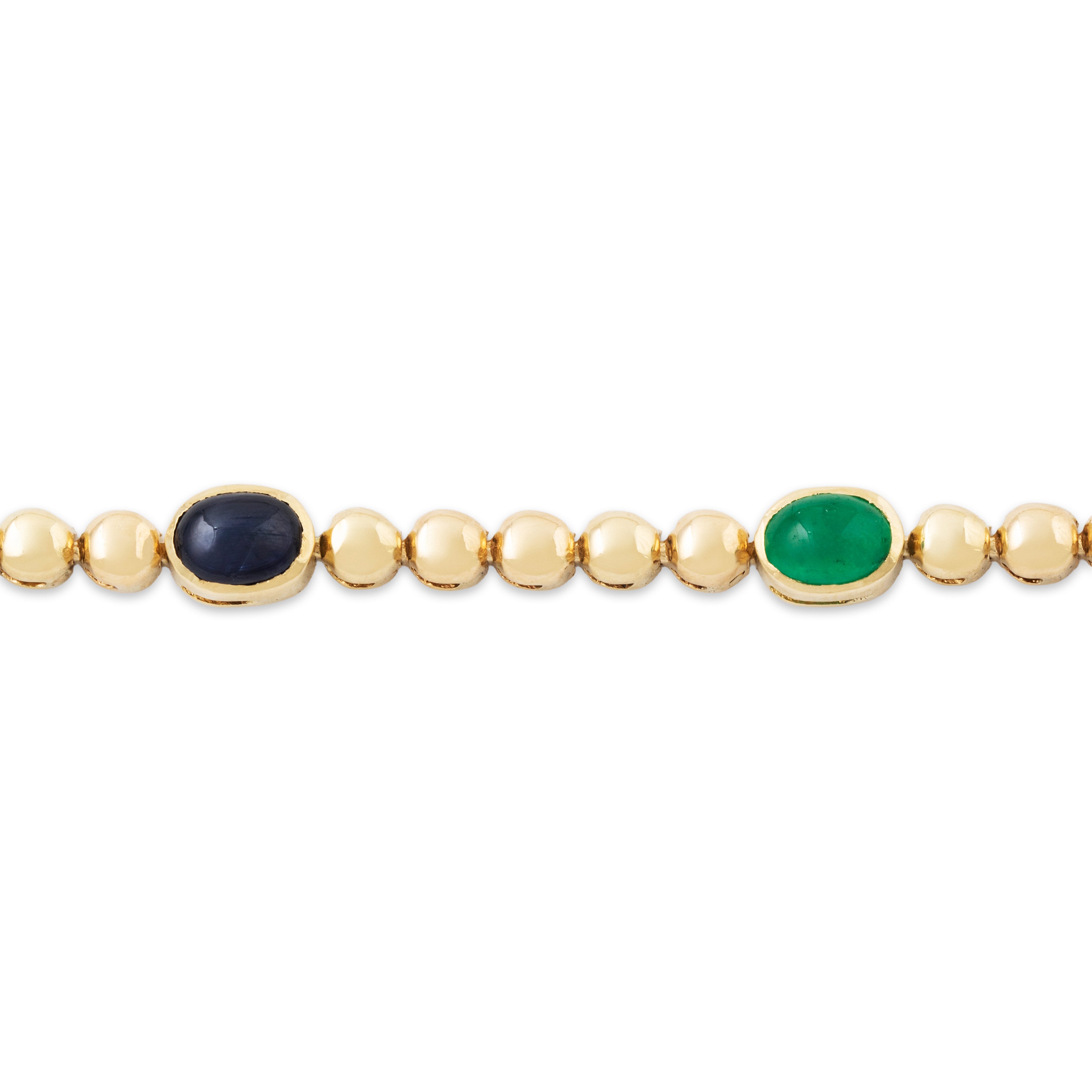 Vintage 14k Yellow Gold Ruby Sapphire Emerald Cabochon Link Bracelet 6.75、mySite、hinf8tx79