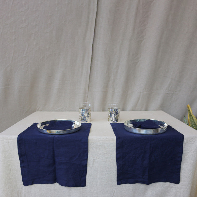 Pure Linen Table Mats | Set of 2 | Navy Blue、mySite、camillekostekn