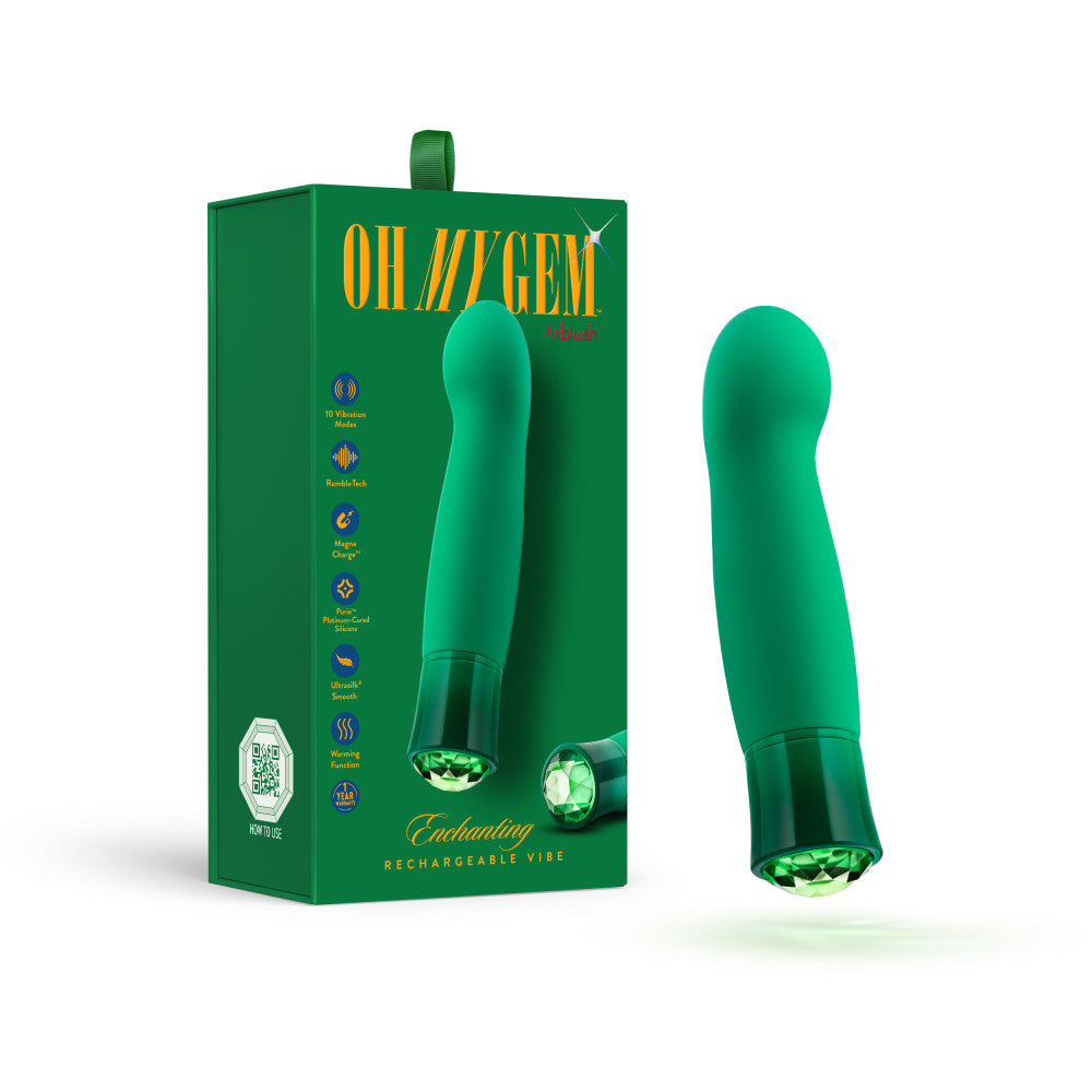 Oh My Gem By Blush® | Enchanting: 5.5 Inch Warming G Spot Stimulation Vibrator in Emerald with Powerful RumboTech™ Technology、mySite、bottomscart