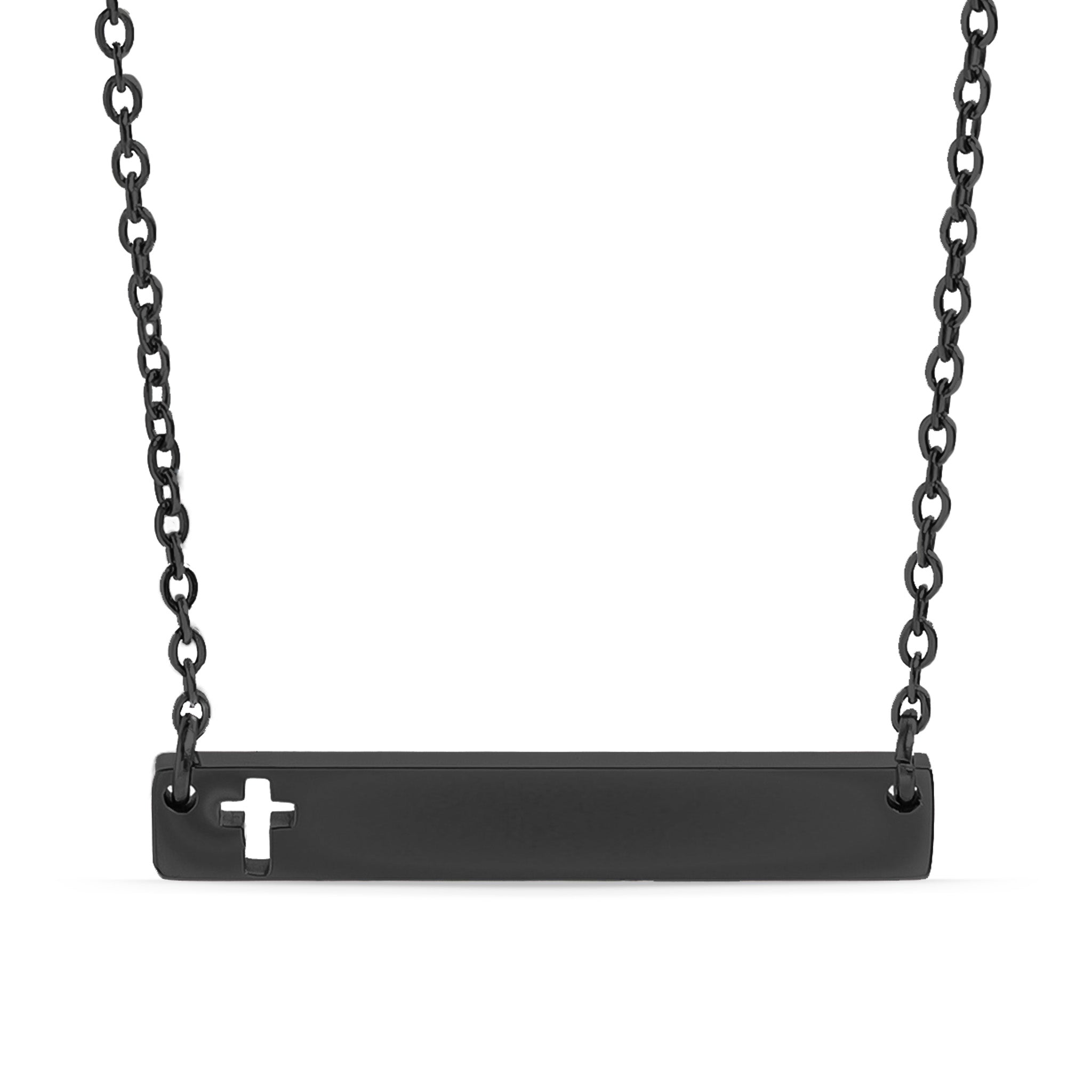 18K Gold PVD Stainless Steel Cutout Cross Blank Bar Necklace / SBB00106、mySite、dreamappss