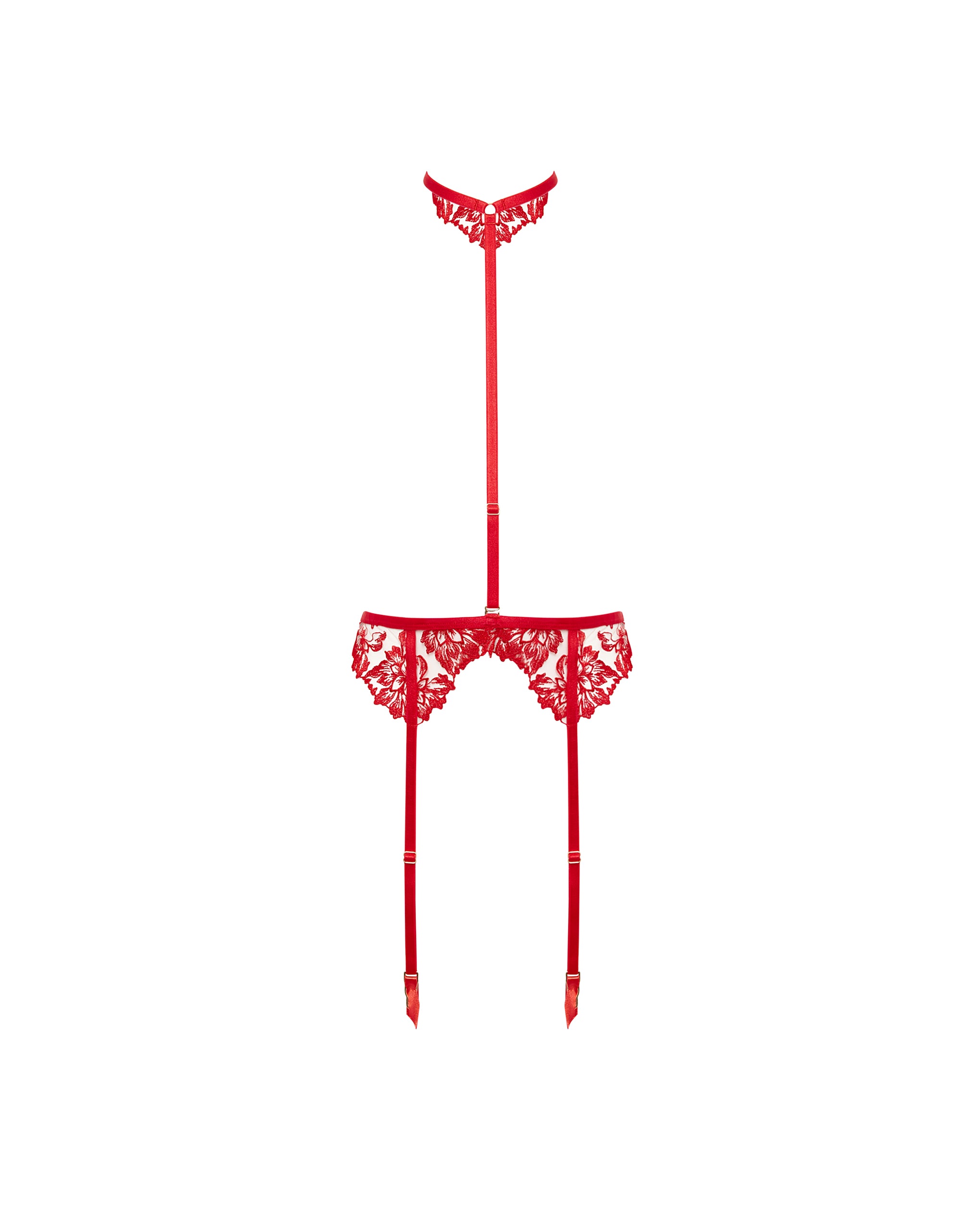 Samara Suspender Harness (with detachable collar) Red/Sheer、mySite、bengalsvssteelers