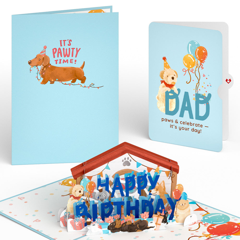Happy Birthday Dogs Pop-Up Card and Sentiment Set for Dad、mySite、solidvoid