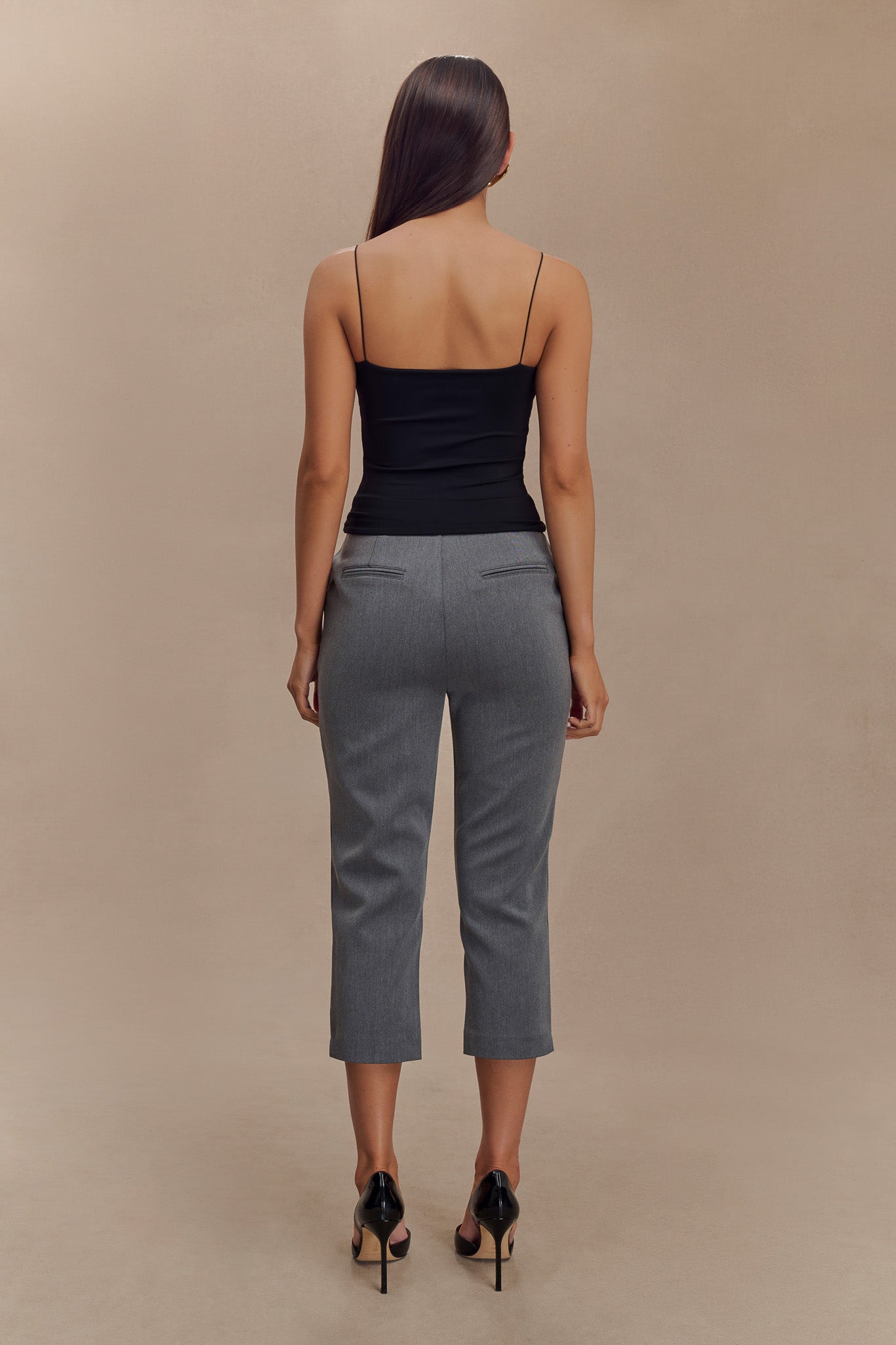Anne Fitted Capri Pants - Charcoal Marle、mySite、solidvoid