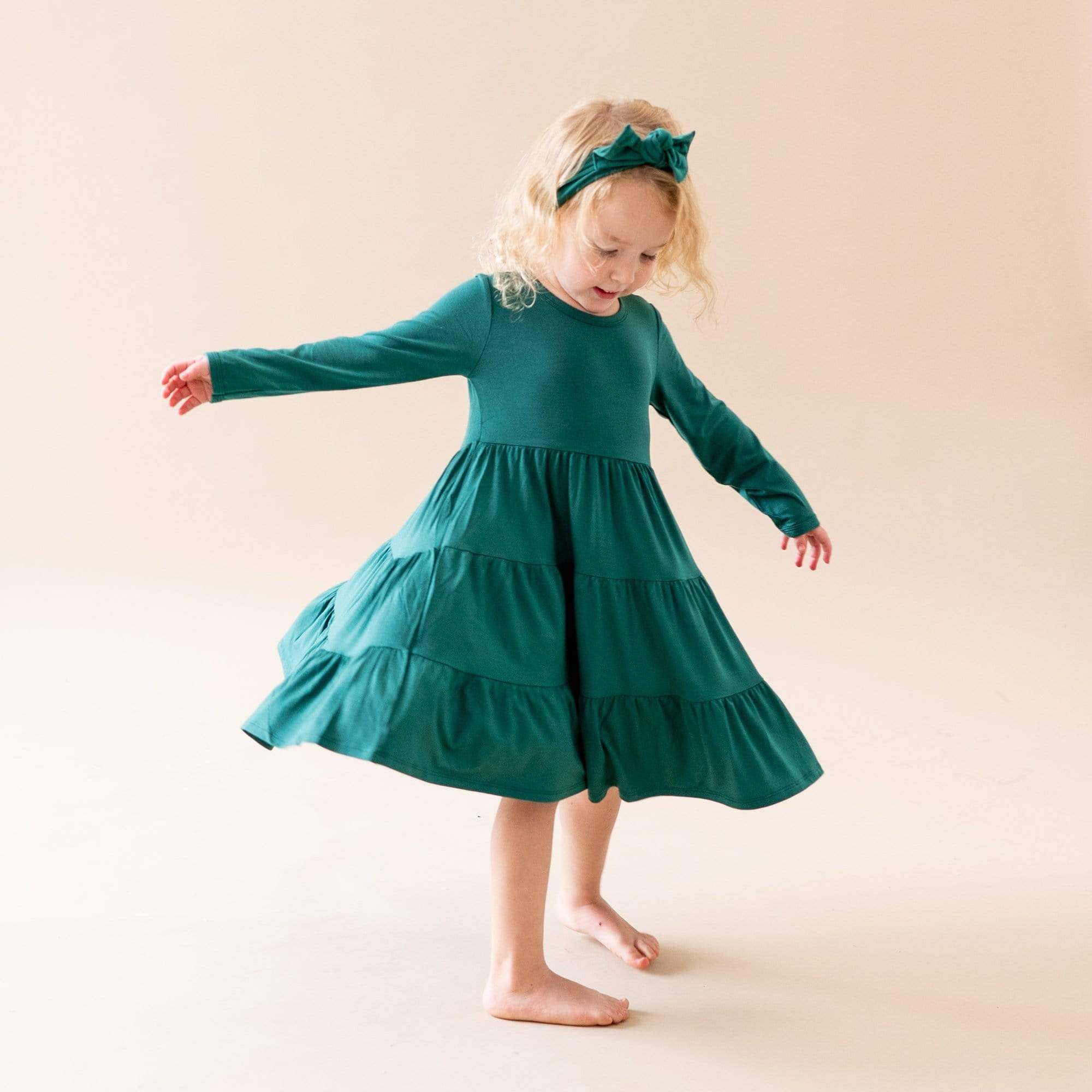  Long Sleeve Tiered Dress in Emerald、mySite、layawaytickets