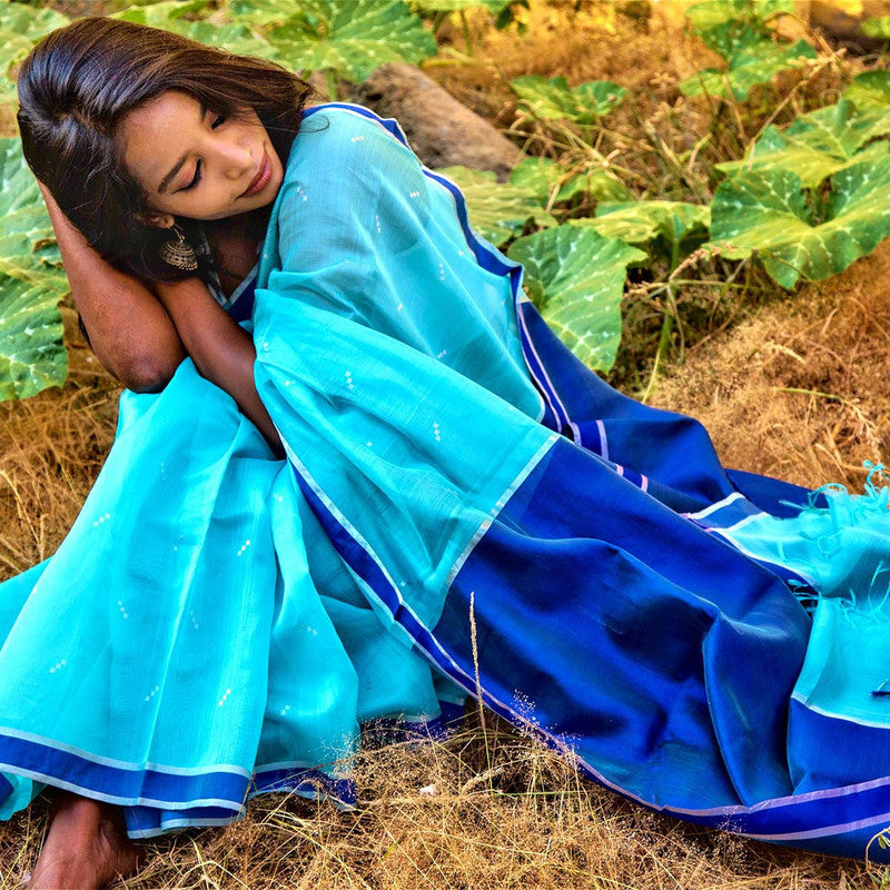 Handloom Saree | Chanderi Silk | Blue、mySite、camillekostekn