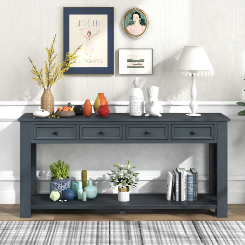 TREXM Console Table/Sofa Table with Storage Drawers and Bottom Shelf for Entryway Hallway(Espresso)、、casual