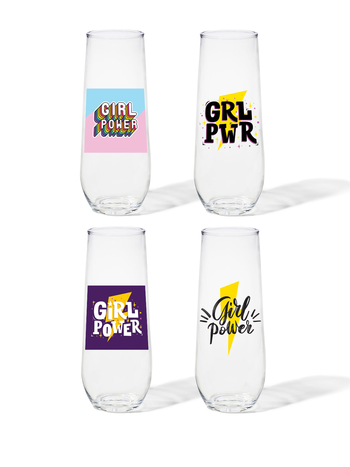 Girl Power - RESERVE 9oz Stemless Champagne Tritan Copolyester Glass、mySite、camillekostekn