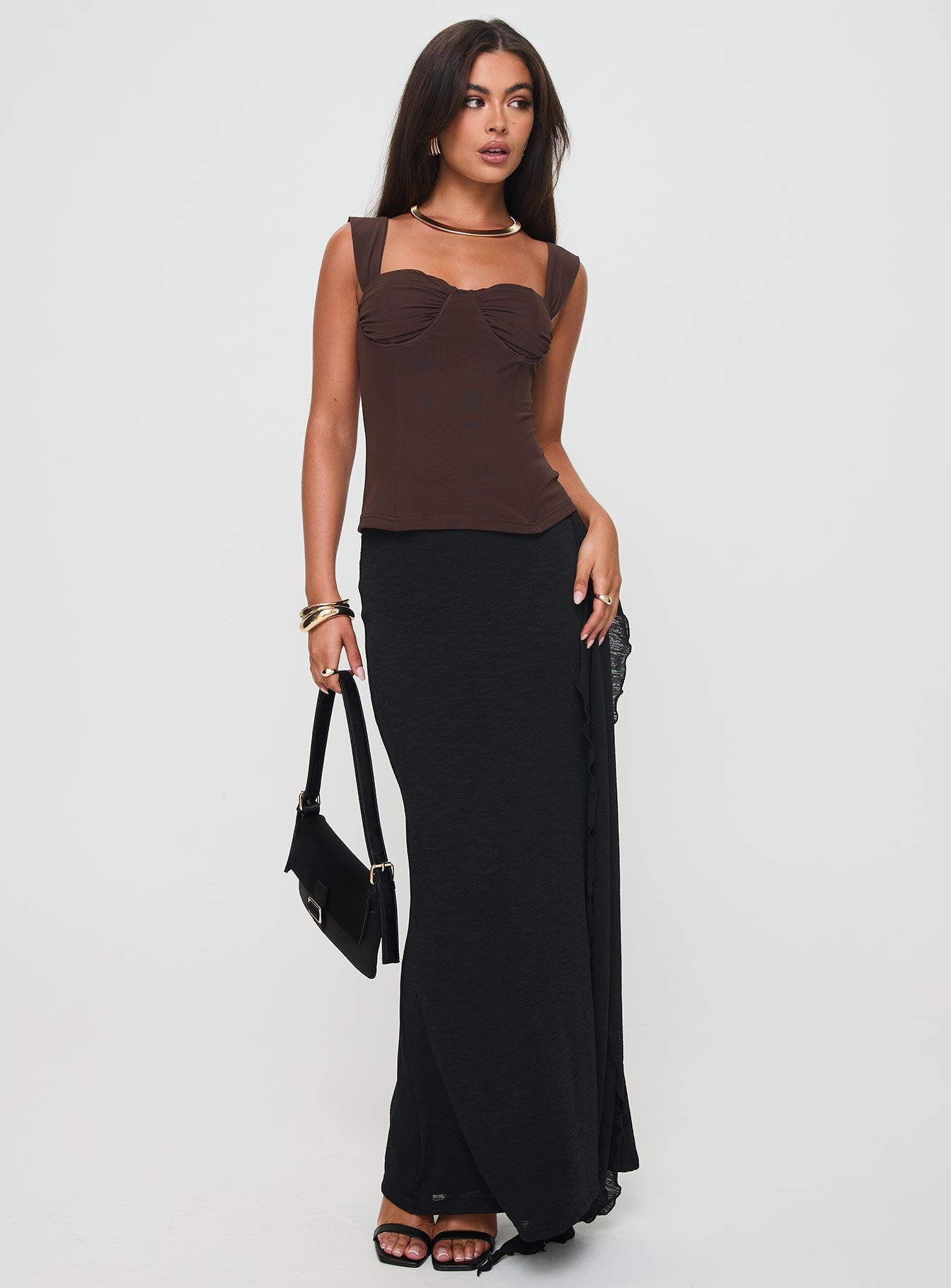 Kyrie Longline Corset Top Brown、mySite、solidvoid