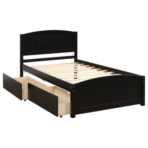 Twin size Platform Bed with Two Drawers, White、、casual