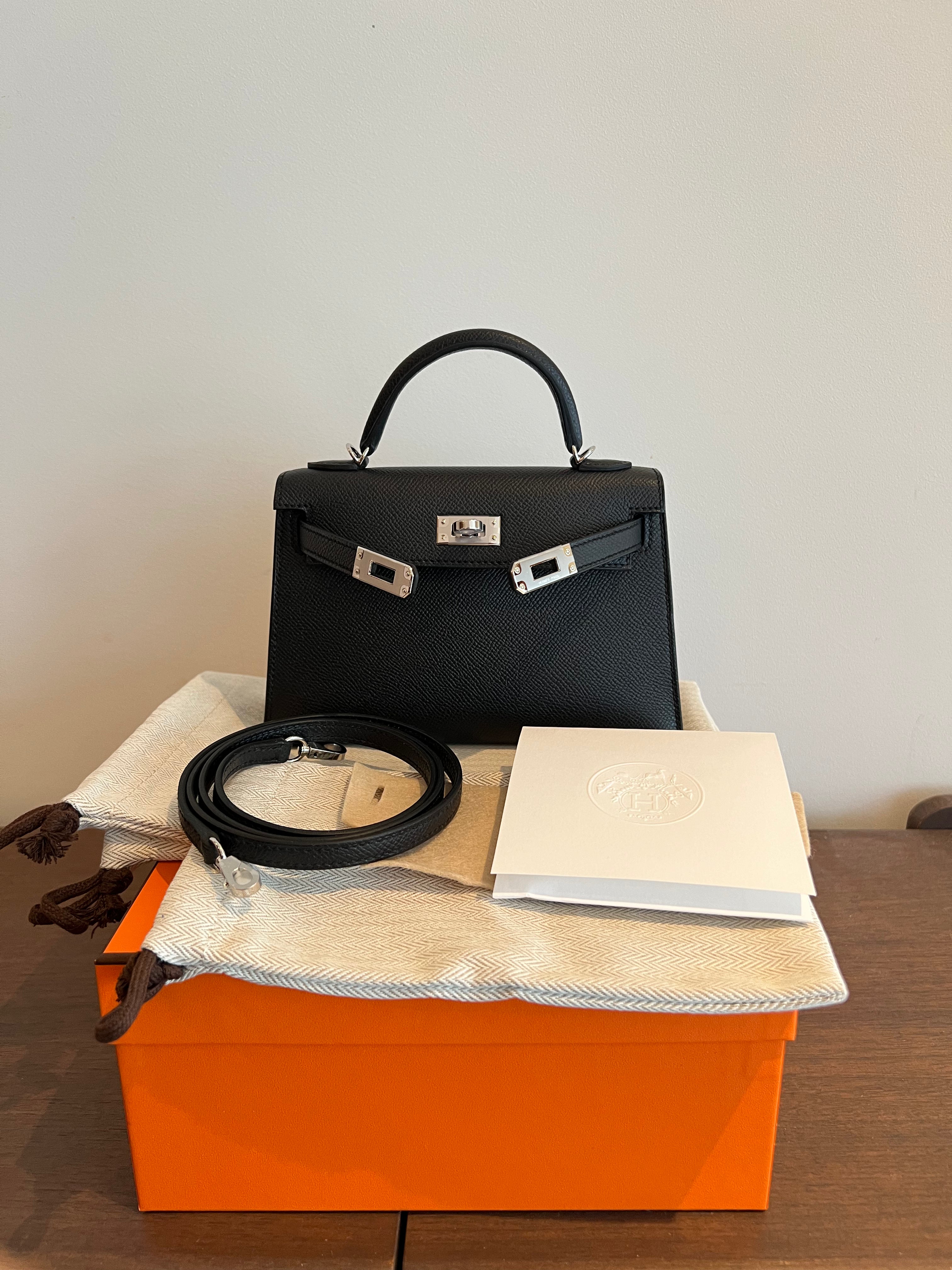 Hermès Mini Kelly 20 Black Epsom PHW、mySite、garminoutage.com