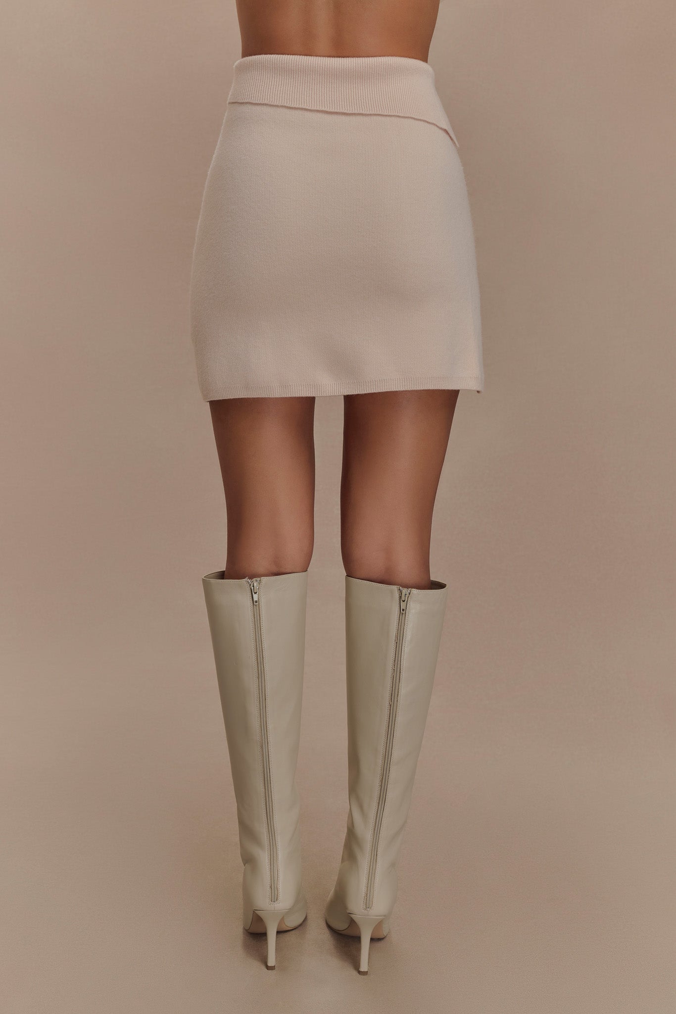 Annabelle Knit Mini Skirt - Cream、mySite、solidvoid