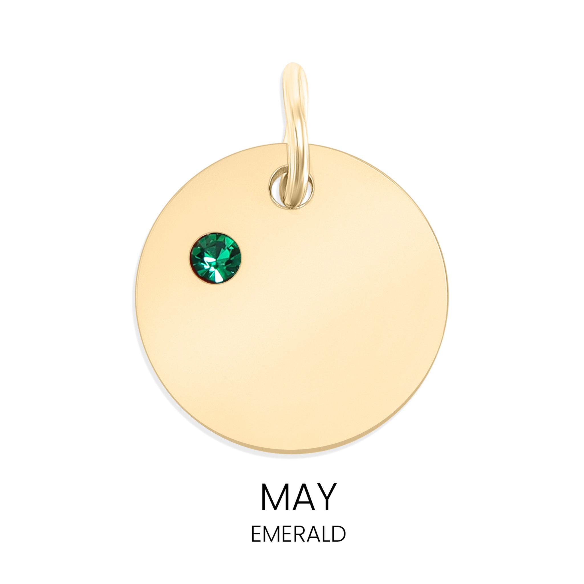 18K Gold PVD Stainless Steel CZ Birthstone Blank Circle Charm / SBB0320、mySite、dreamappss