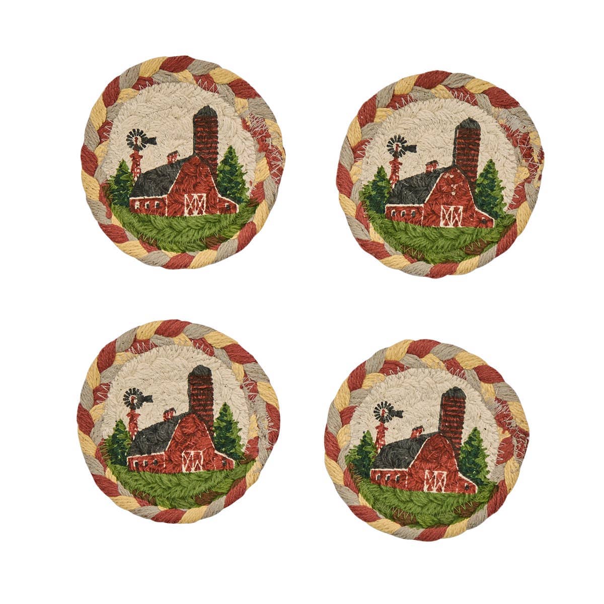Park Designs - Barn Printed Braided Coasters Set of 4、mySite、g9winljtr