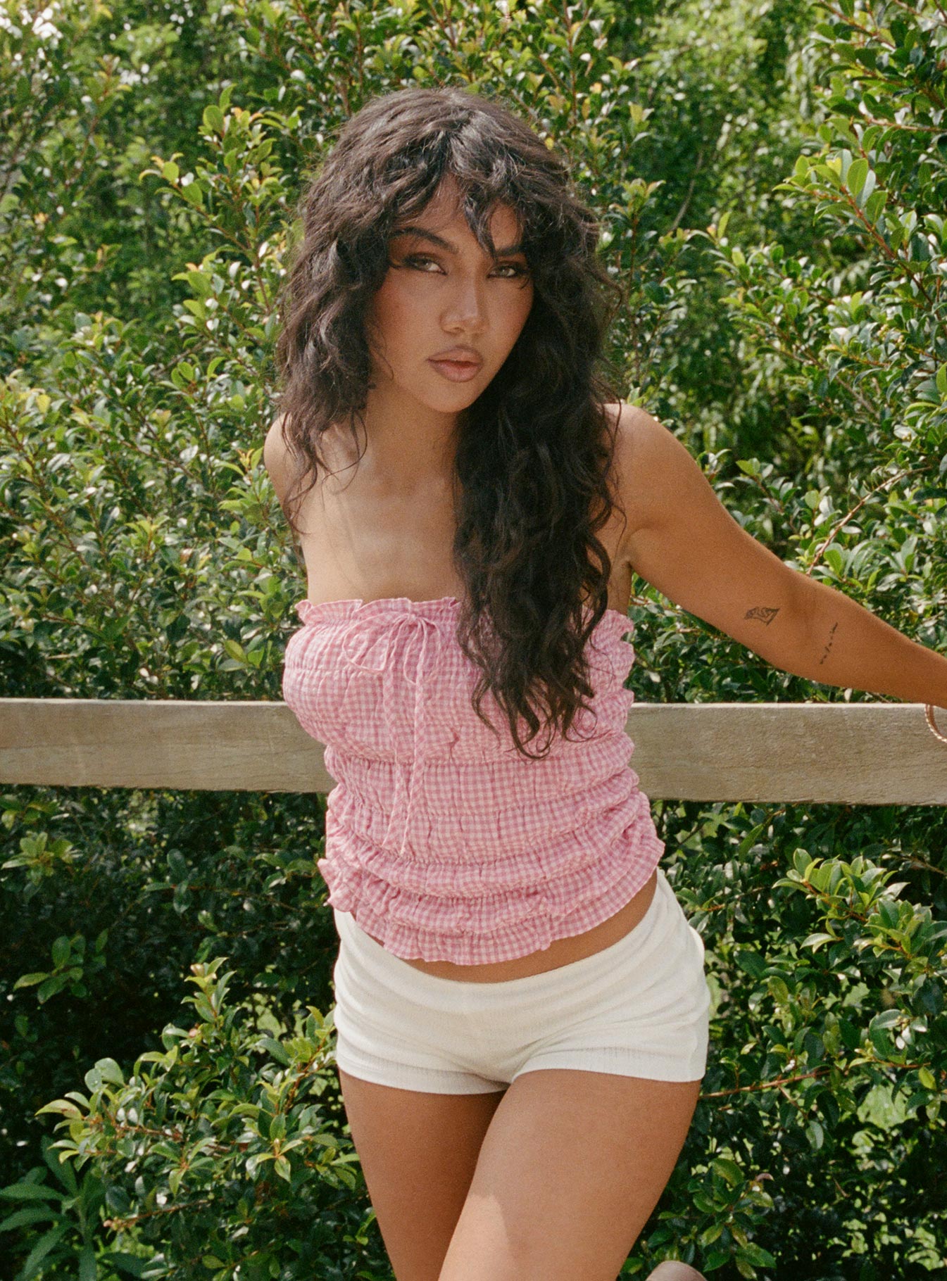 Layton Strapless Top Pink Check、mySite、solidvoid