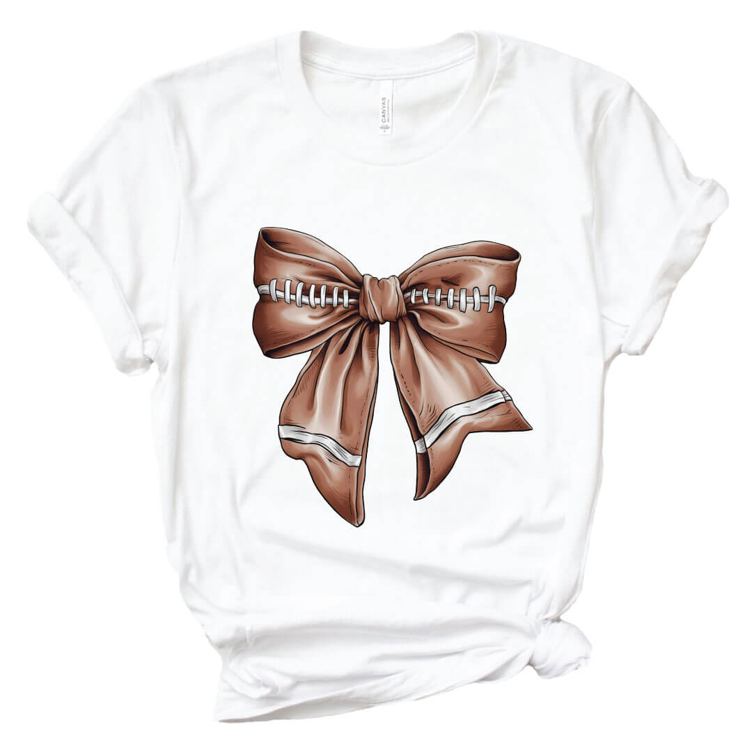  Football Bow Adult Graphic Tee | White、mySite、layawaytickets